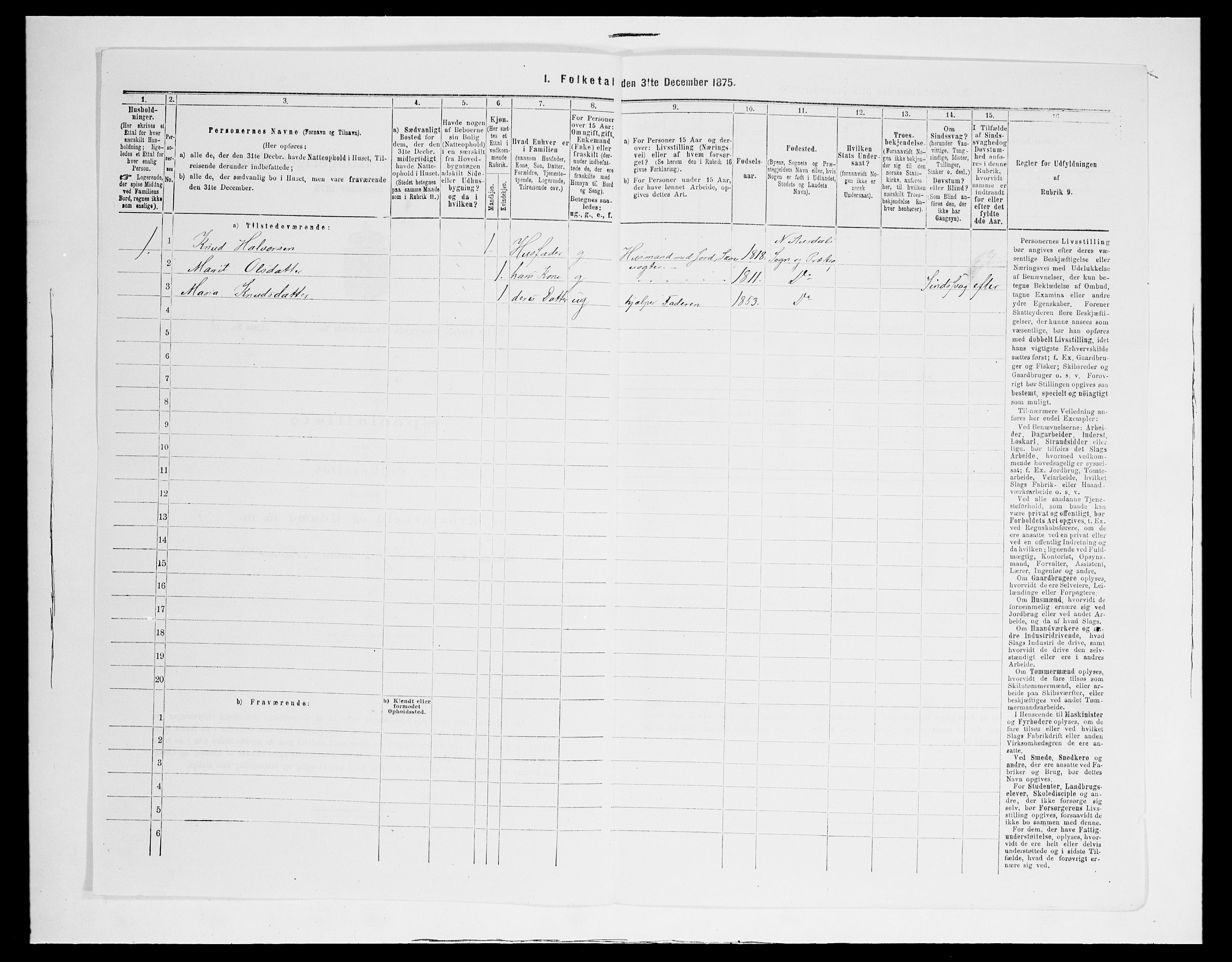 SAH, 1875 census for 0542P Nord-Aurdal, 1875, p. 1295