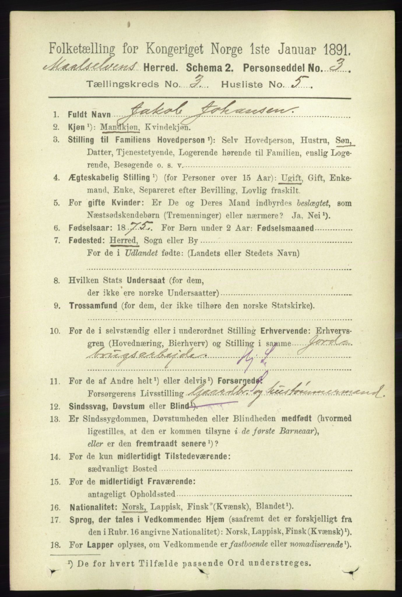 RA, 1891 census for 1924 Målselv, 1891, p. 628