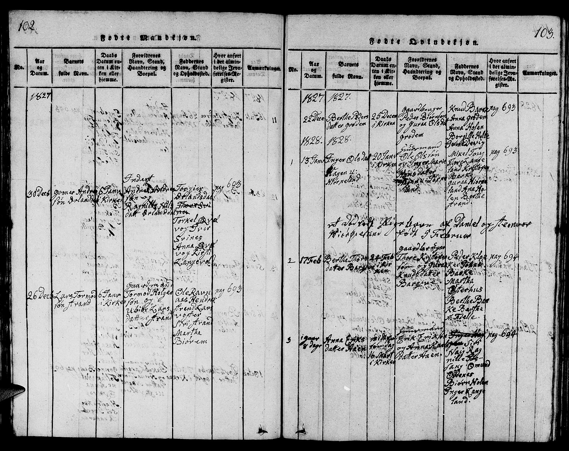 Strand sokneprestkontor, AV/SAST-A-101828/H/Ha/Hab/L0001: Parish register (copy) no. B 1, 1816-1854, p. 102-103