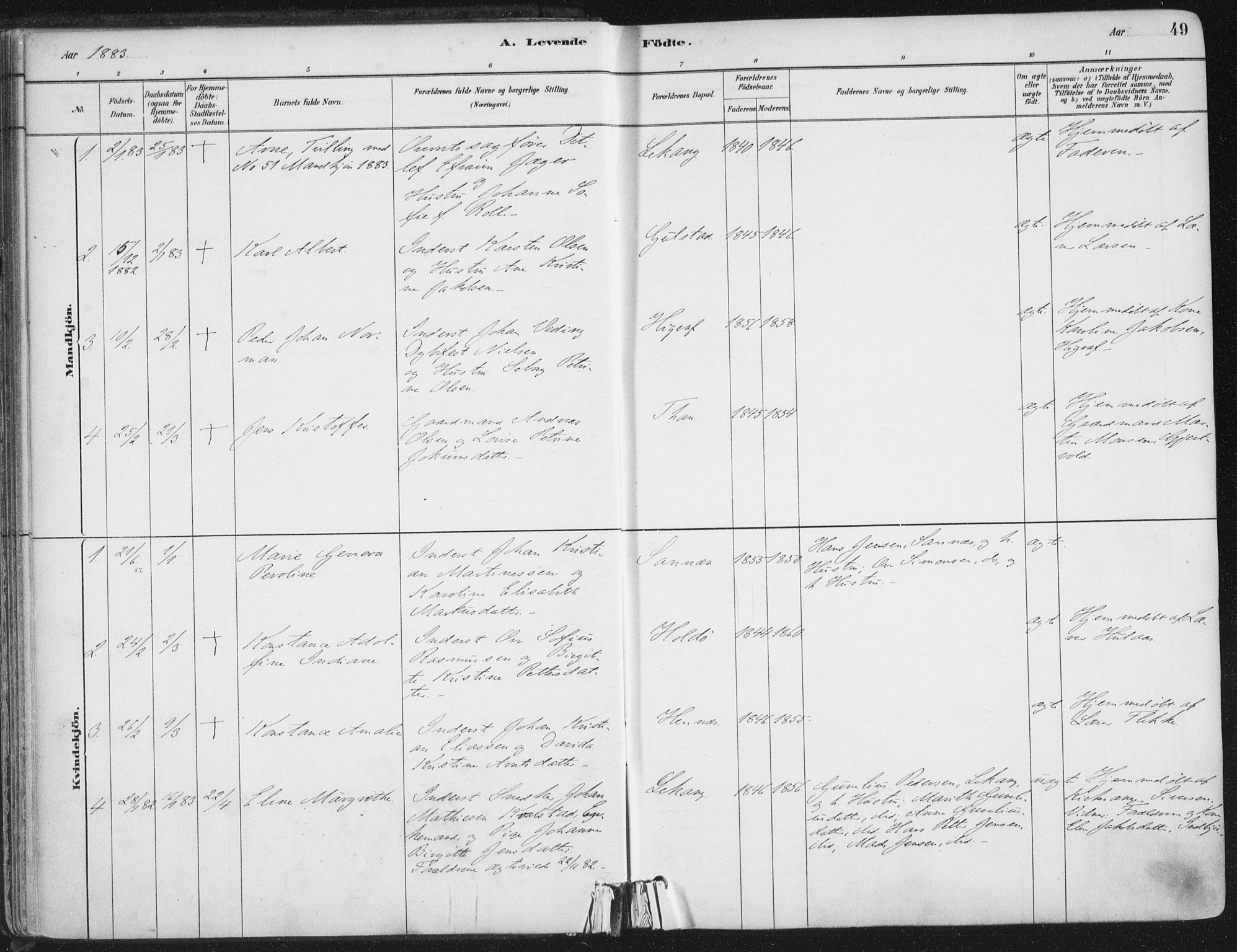 Ministerialprotokoller, klokkerbøker og fødselsregistre - Nordland, AV/SAT-A-1459/888/L1244: Parish register (official) no. 888A10, 1880-1890, p. 49