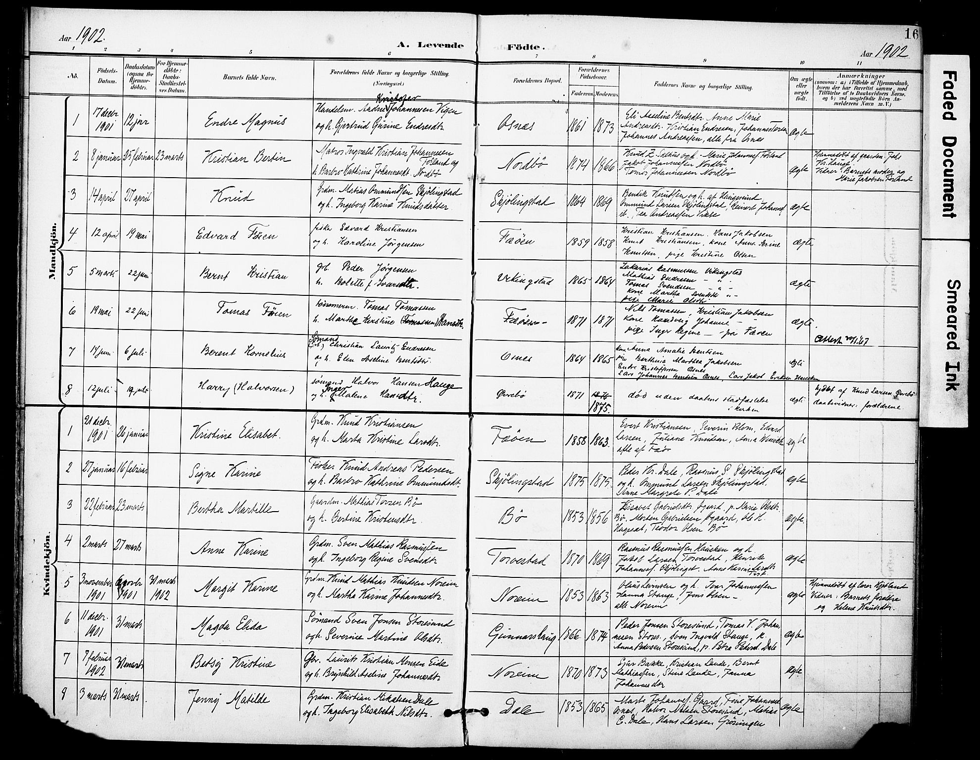 Torvastad sokneprestkontor, SAST/A -101857/H/Ha/Haa/L0017: Parish register (official) no. A 16, 1899-1911, p. 16
