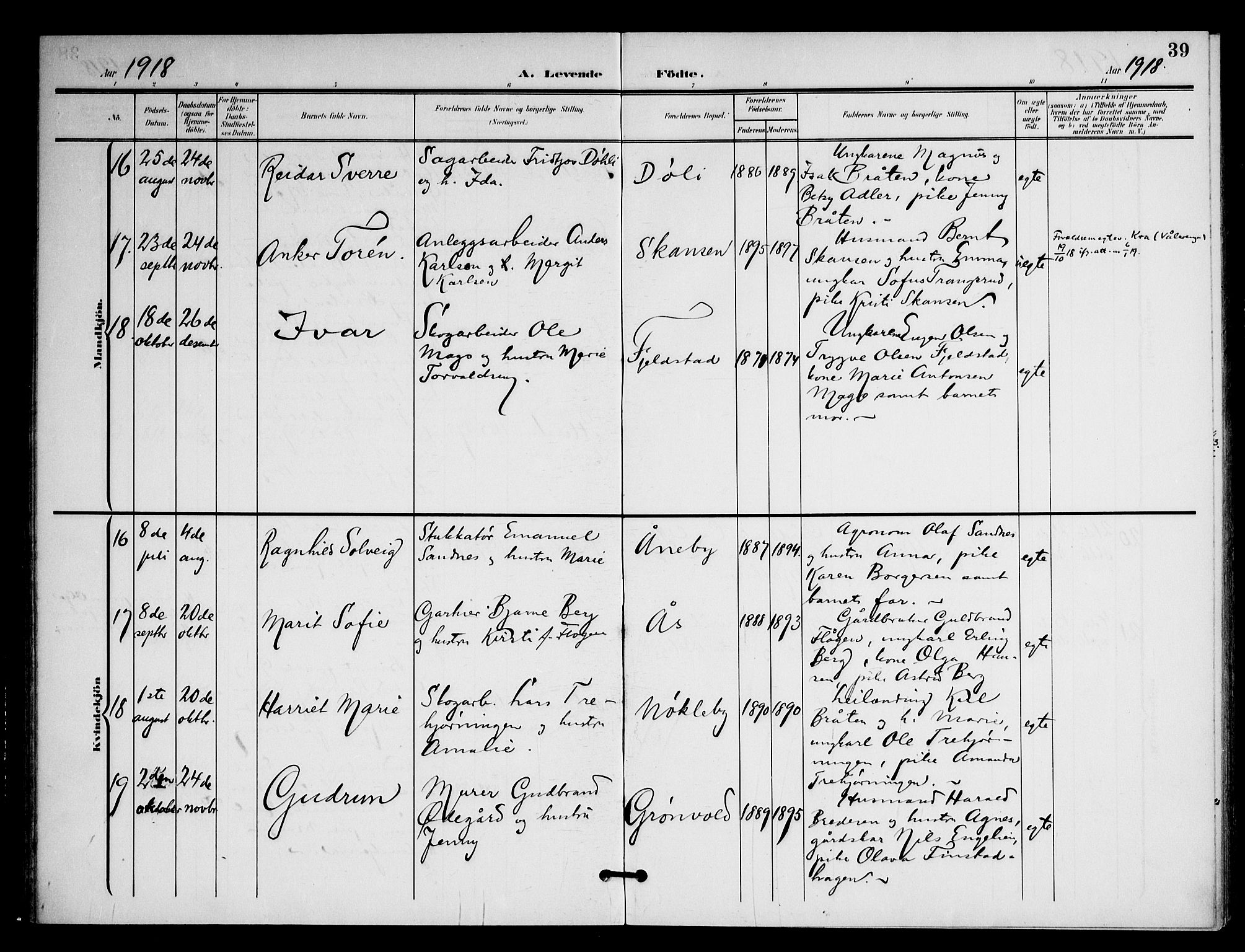 Nittedal prestekontor Kirkebøker, AV/SAO-A-10365a/F/Fb/L0002: Parish register (official) no. II 2, 1902-1921, p. 39