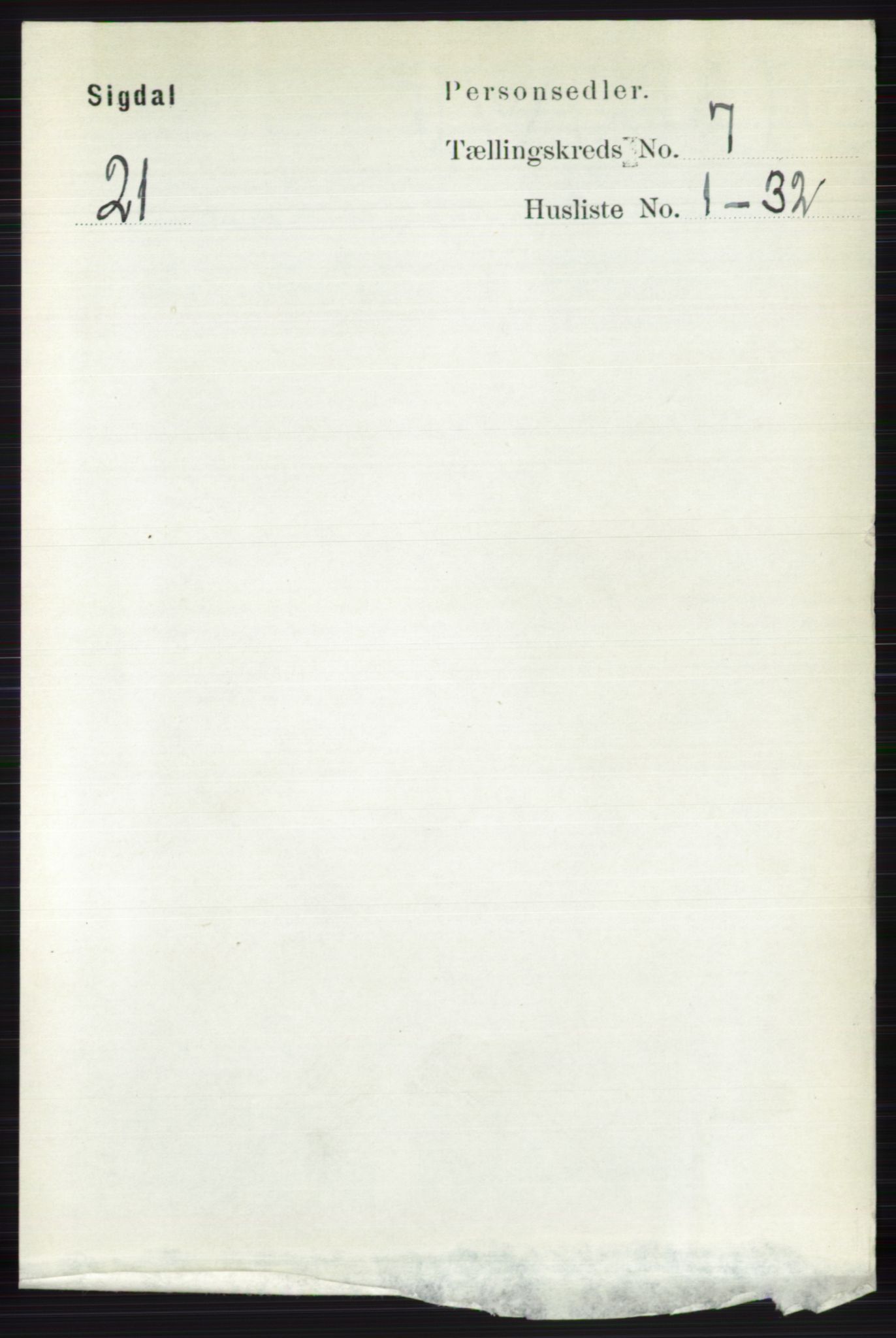 RA, 1891 census for 0621 Sigdal, 1891, p. 2716