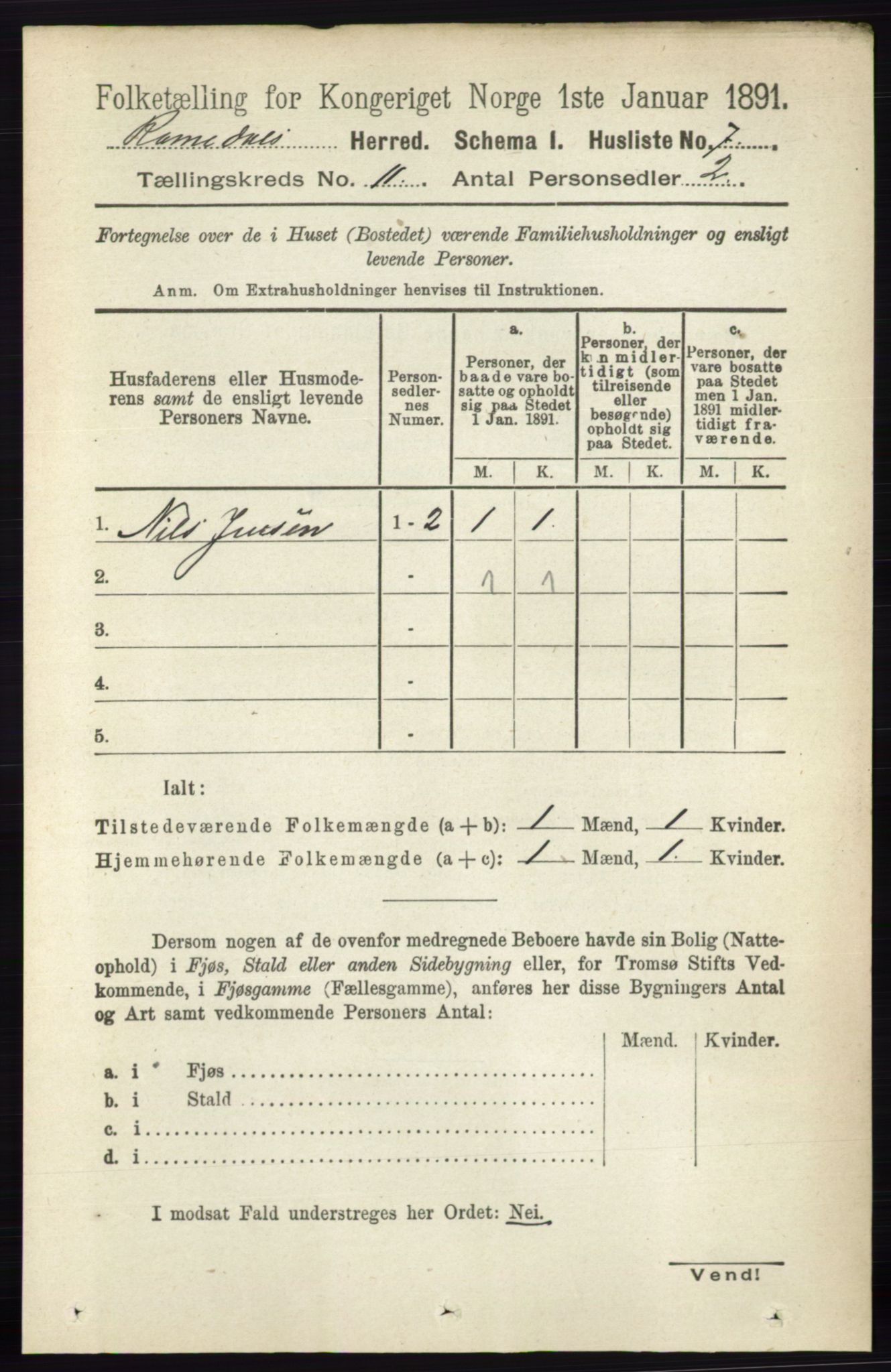 RA, 1891 census for 0416 Romedal, 1891, p. 5348