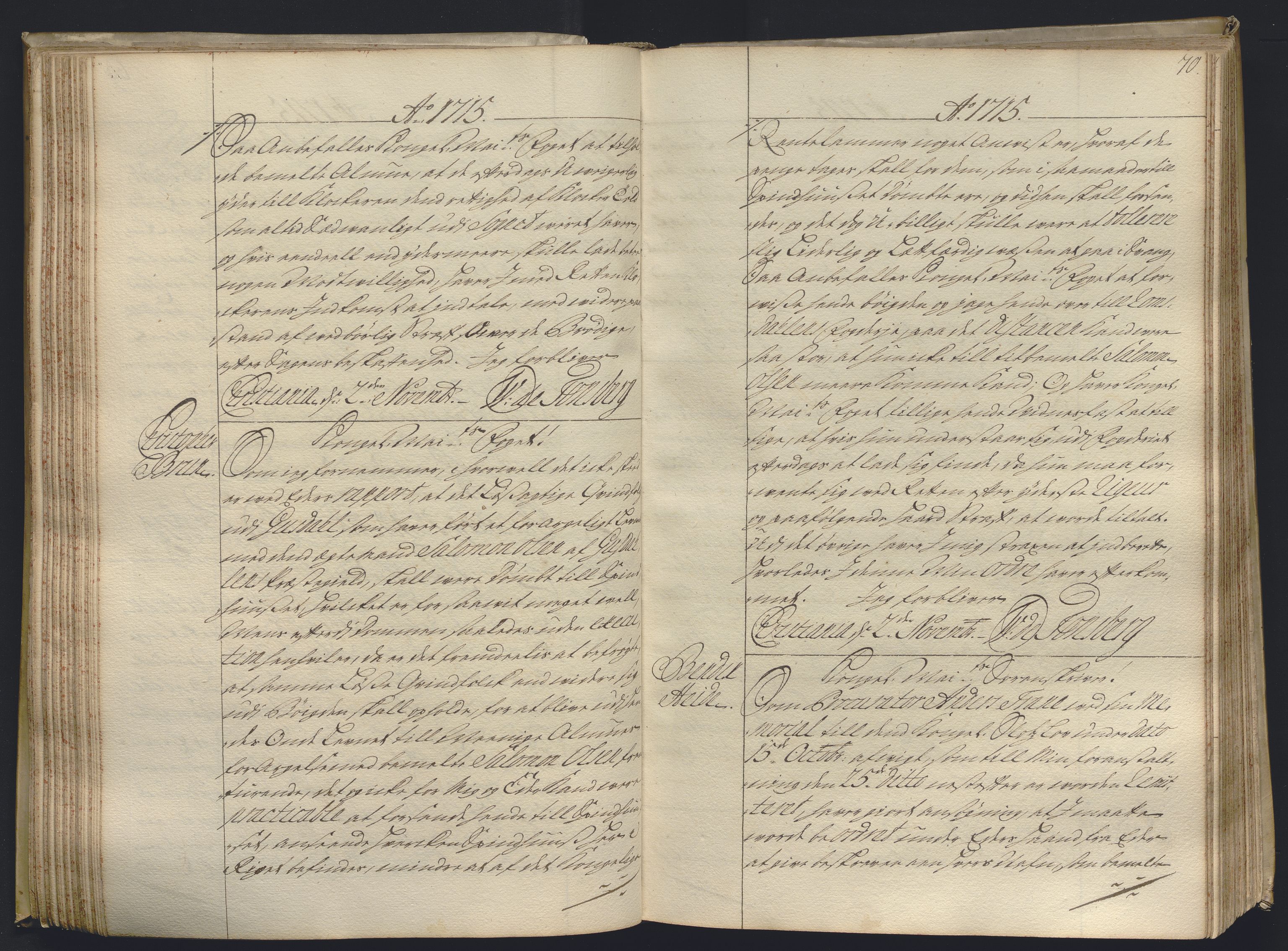 Kristiania stiftamt, AV/SAO-A-10386/B/Ba/L0004: Kopibok, 1715-1717, p. 69b-70a