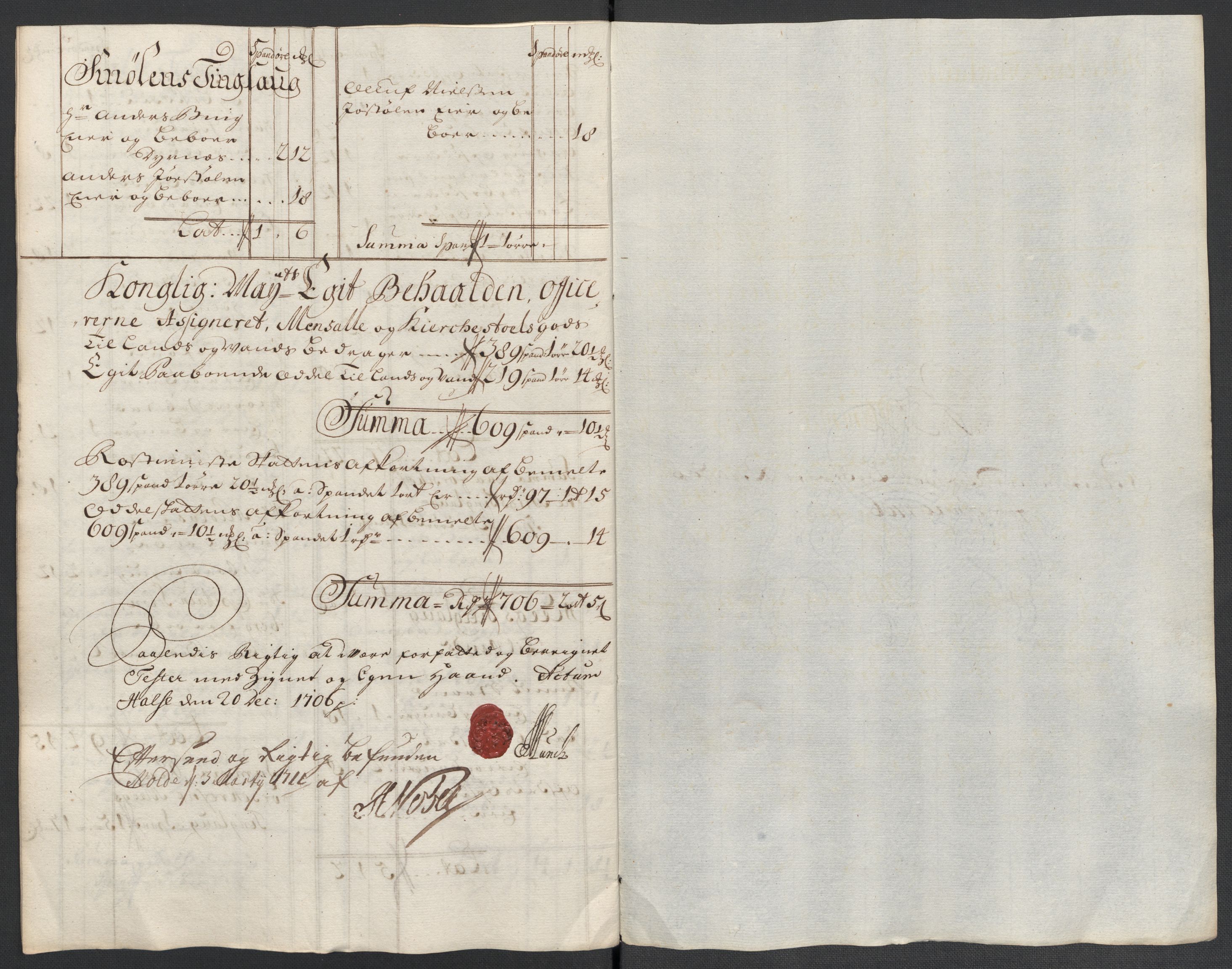 Rentekammeret inntil 1814, Reviderte regnskaper, Fogderegnskap, AV/RA-EA-4092/R56/L3742: Fogderegnskap Nordmøre, 1706-1707, p. 131