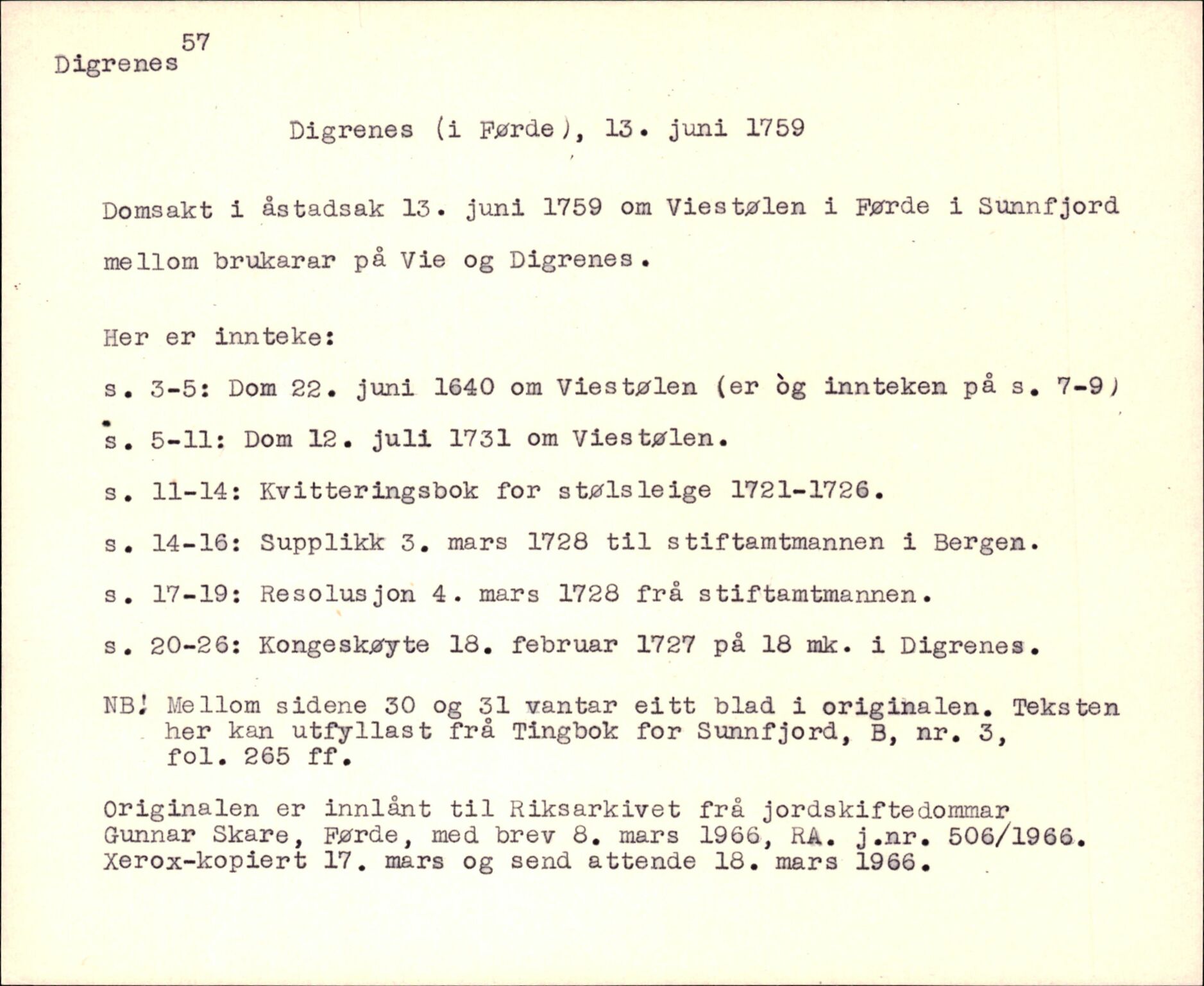 Riksarkivets diplomsamling, AV/RA-EA-5965/F35/F35m/L0004: Localia: Hordaland, Sogn og Fjordane, Møre og Romsdal, Trøndelag og Nord-Norge, p. 121