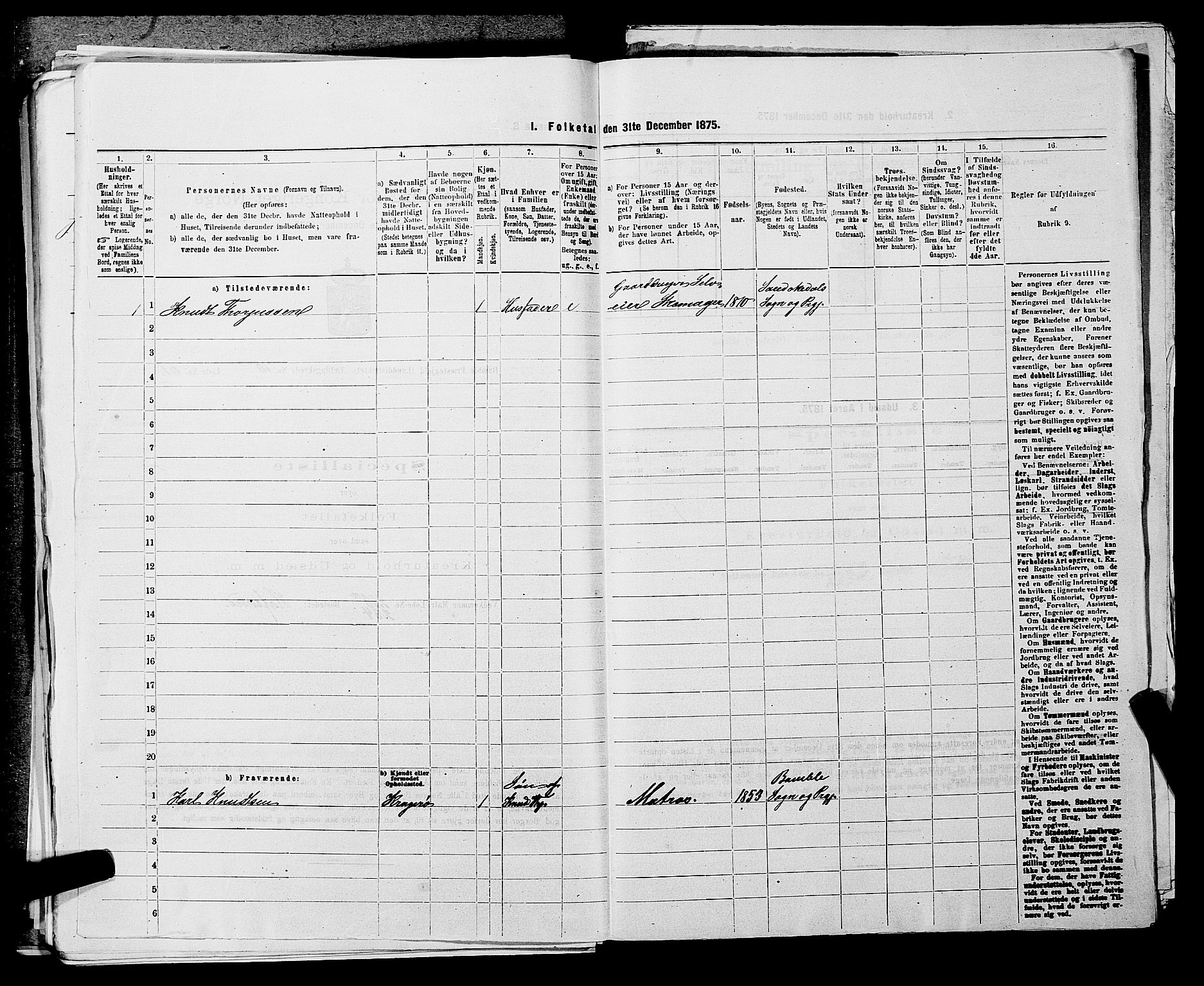 SAKO, 1875 census for 0814L Bamble/Bamble, 1875, p. 1471