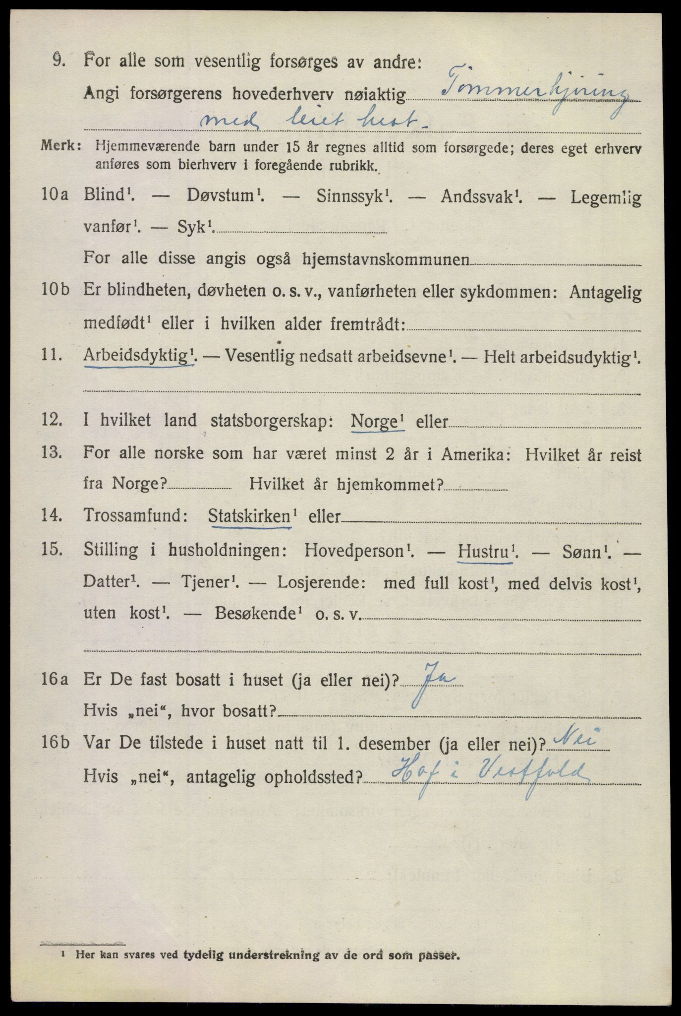 SAKO, 1920 census for Sande, 1920, p. 8959