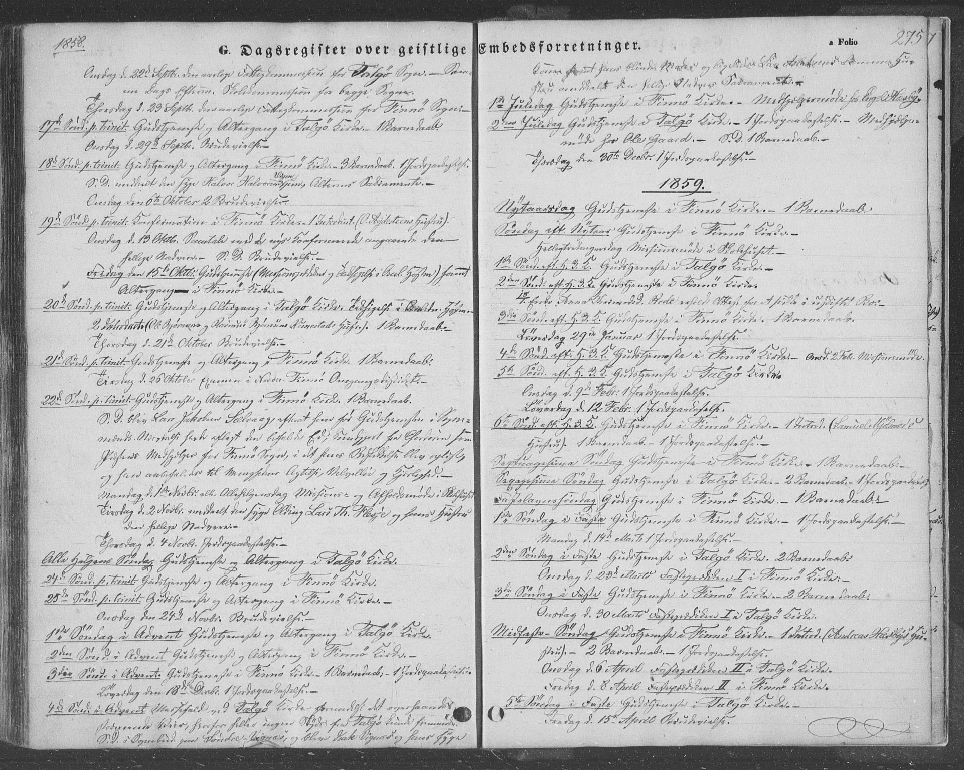 Finnøy sokneprestkontor, SAST/A-101825/H/Ha/Haa/L0007: Parish register (official) no. A 7, 1847-1862, p. 275