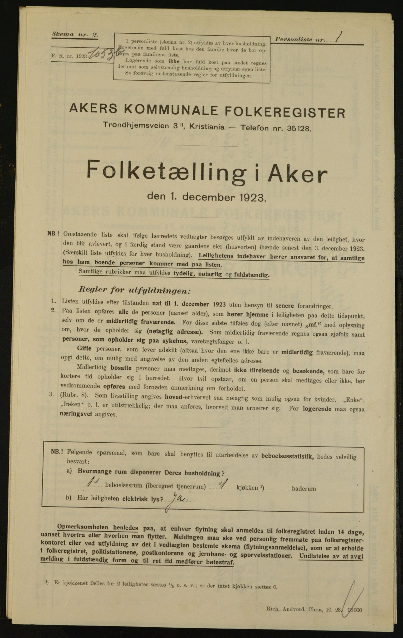 , Municipal Census 1923 for Aker, 1923, p. 29237