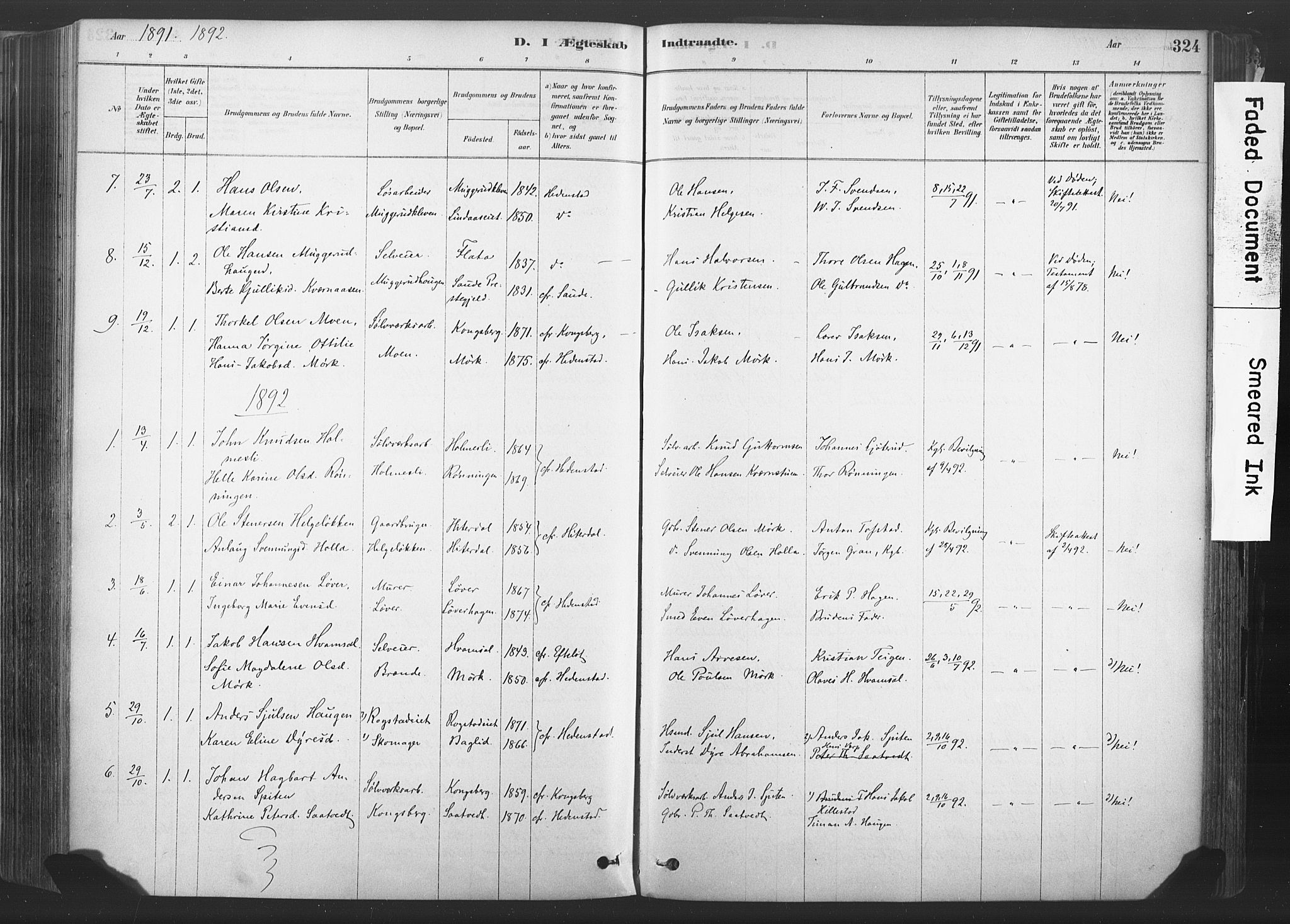 Sandsvær kirkebøker, AV/SAKO-A-244/F/Fd/L0001: Parish register (official) no. IV 1, 1878-1906, p. 324