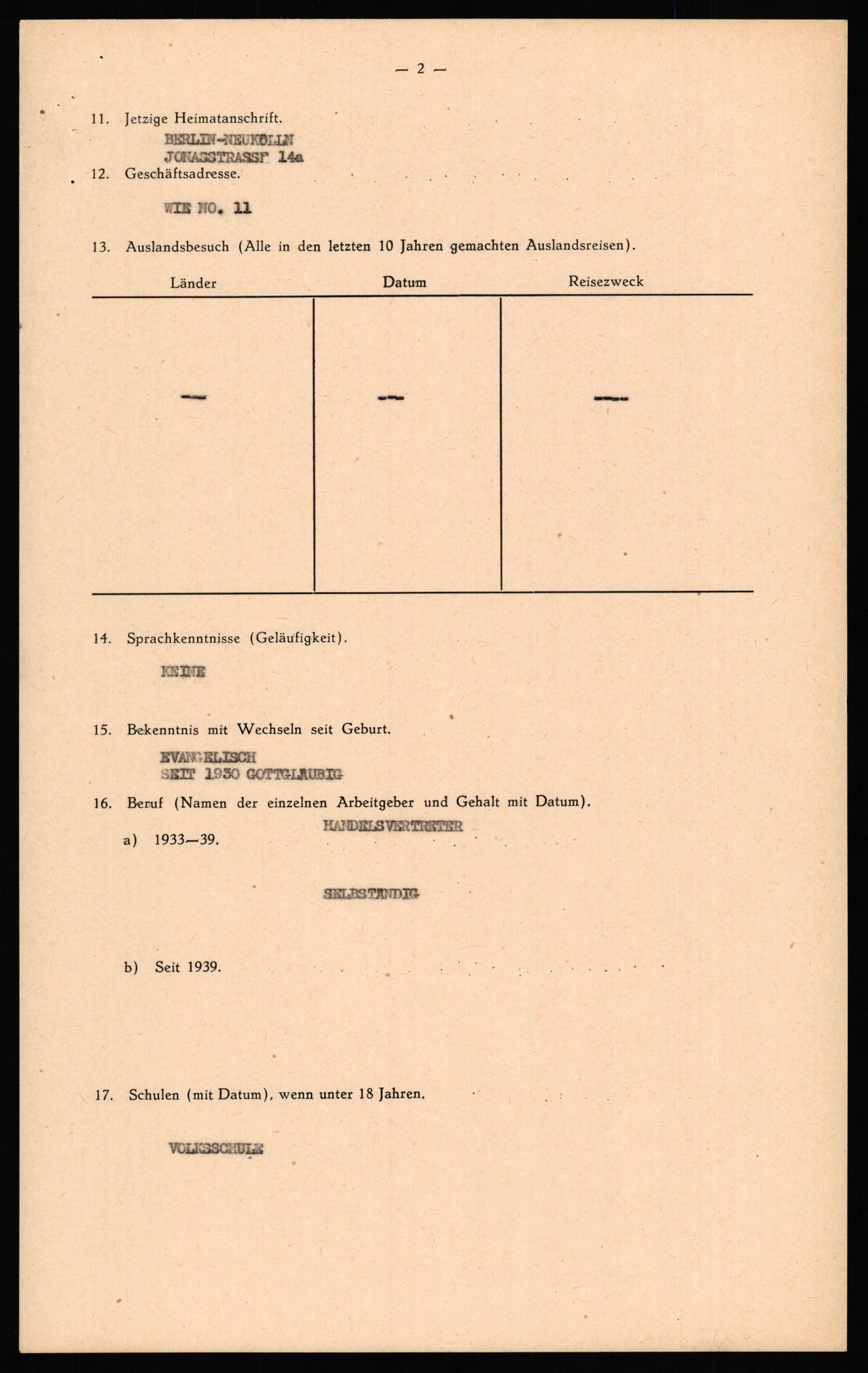 Forsvaret, Forsvarets overkommando II, AV/RA-RAFA-3915/D/Db/L0033: CI Questionaires. Tyske okkupasjonsstyrker i Norge. Tyskere., 1945-1946, p. 398