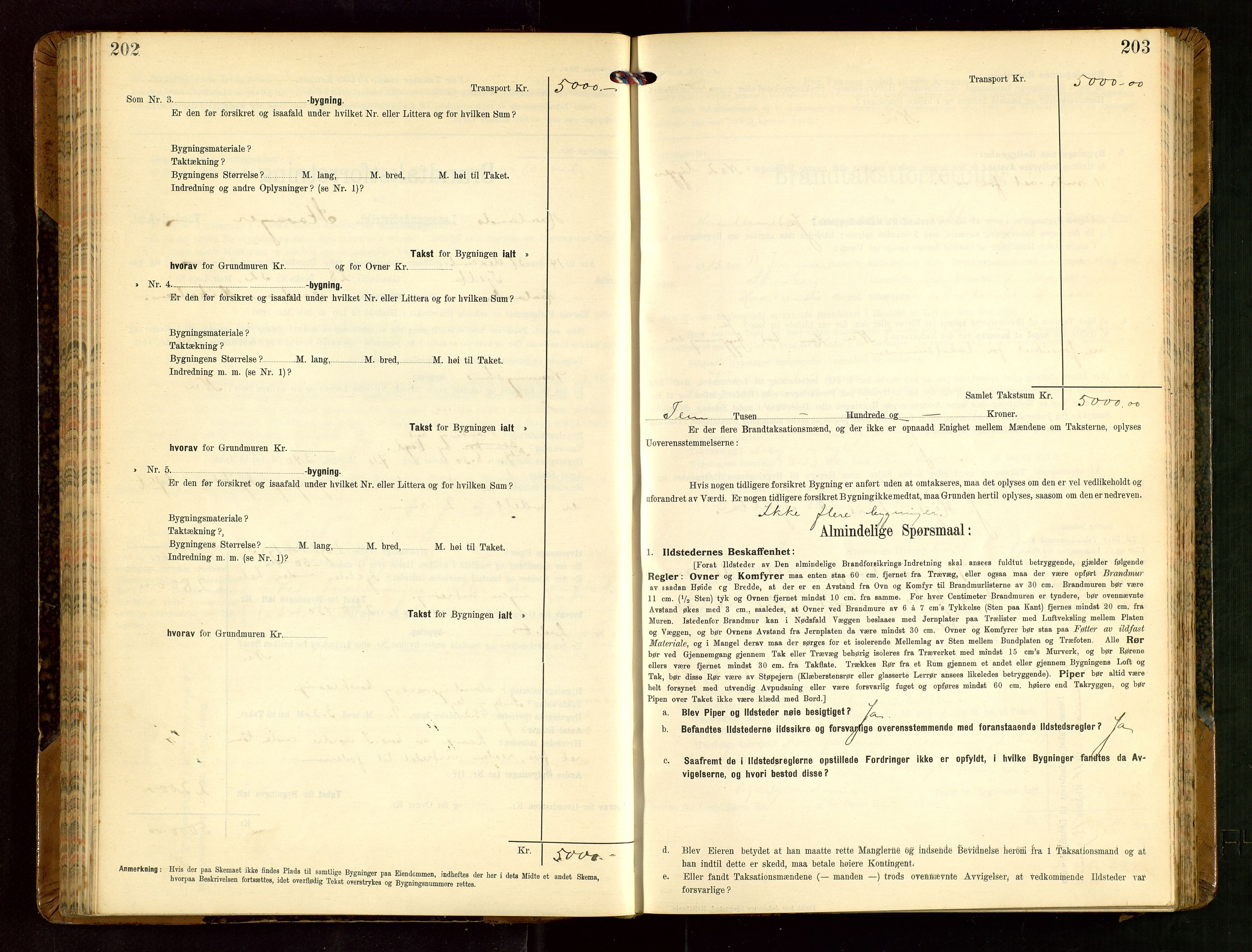 Håland lensmannskontor, AV/SAST-A-100100/Gob/L0004: Branntakstprotokoll - skjematakst. Register i boken., 1913-1915, p. 202-203