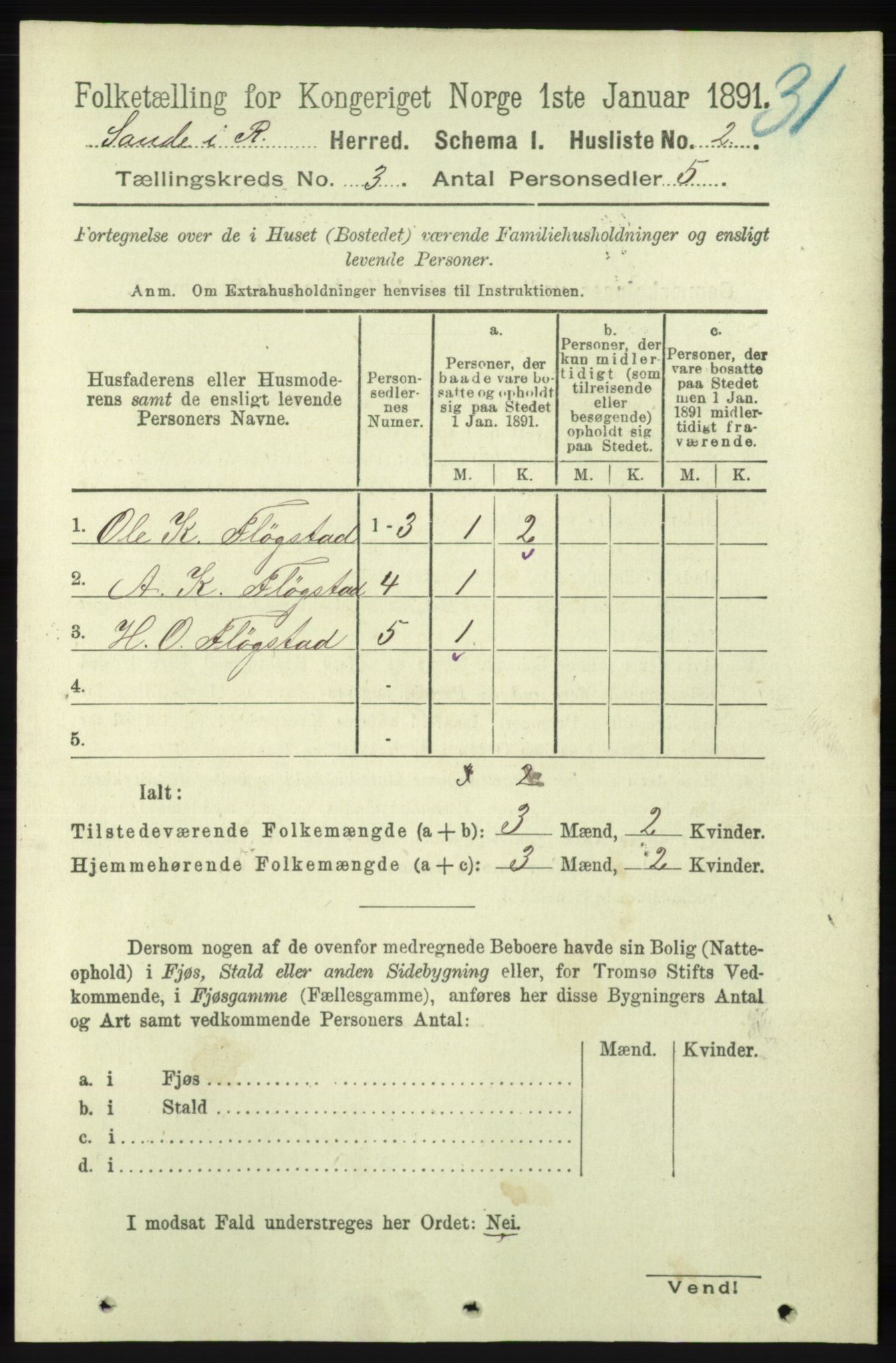 RA, 1891 census for 1135 Sauda, 1891, p. 1150