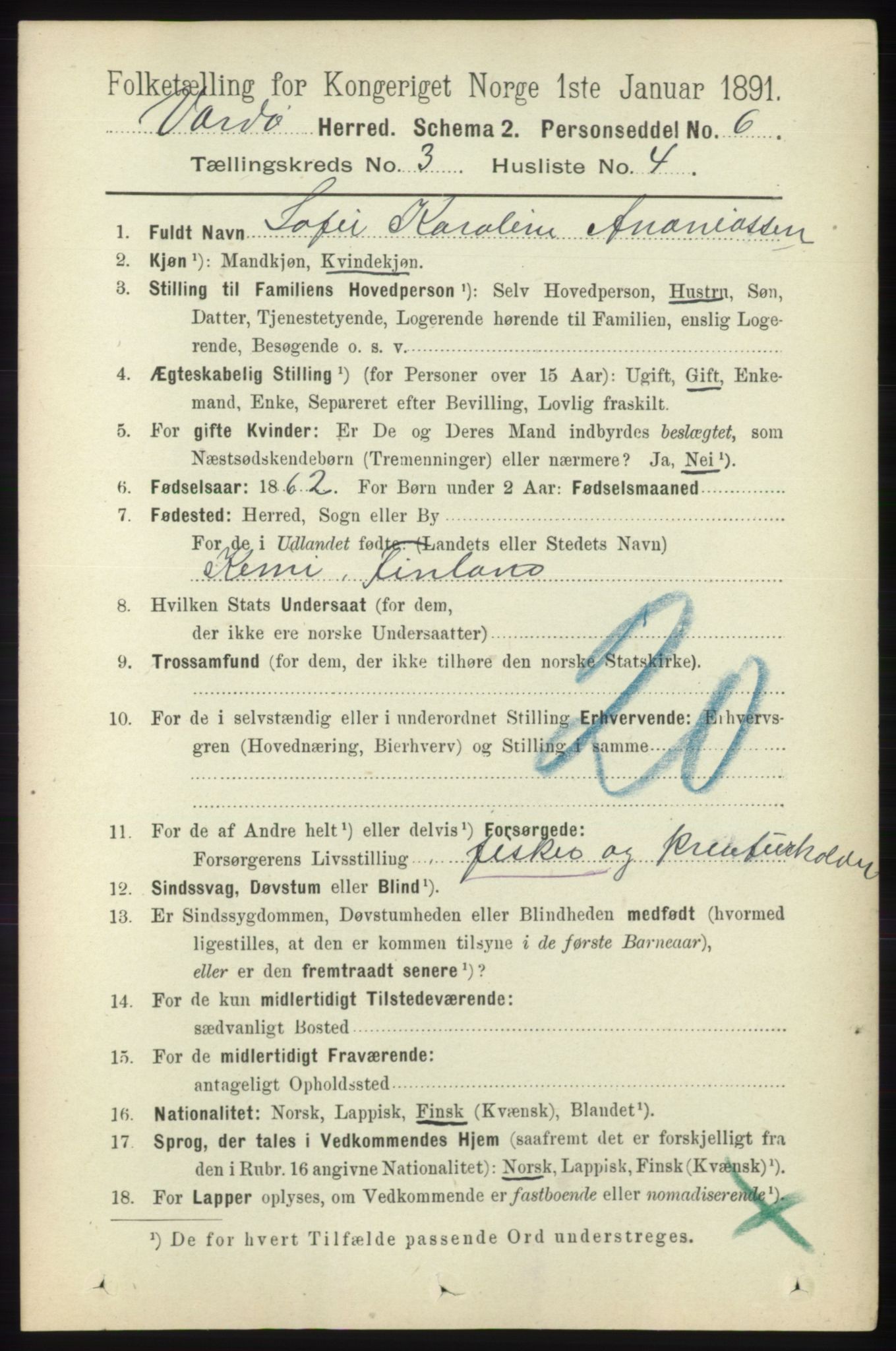 RA, 1891 census for 2028 Vardø, 1891, p. 840