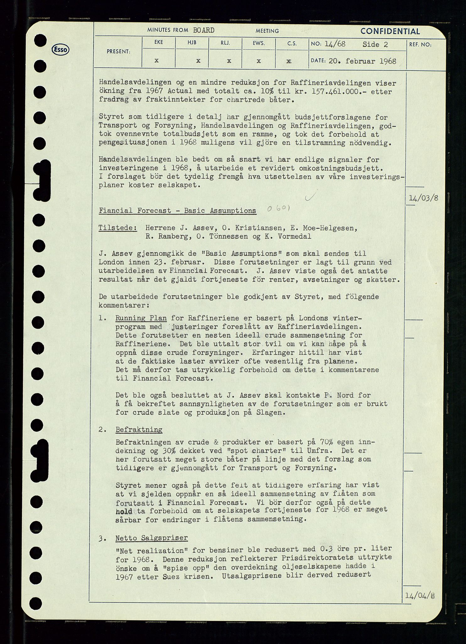 Pa 0982 - Esso Norge A/S, AV/SAST-A-100448/A/Aa/L0002/0004: Den administrerende direksjon Board minutes (styrereferater) / Den administrerende direksjon Board minutes (styrereferater), 1968, p. 24