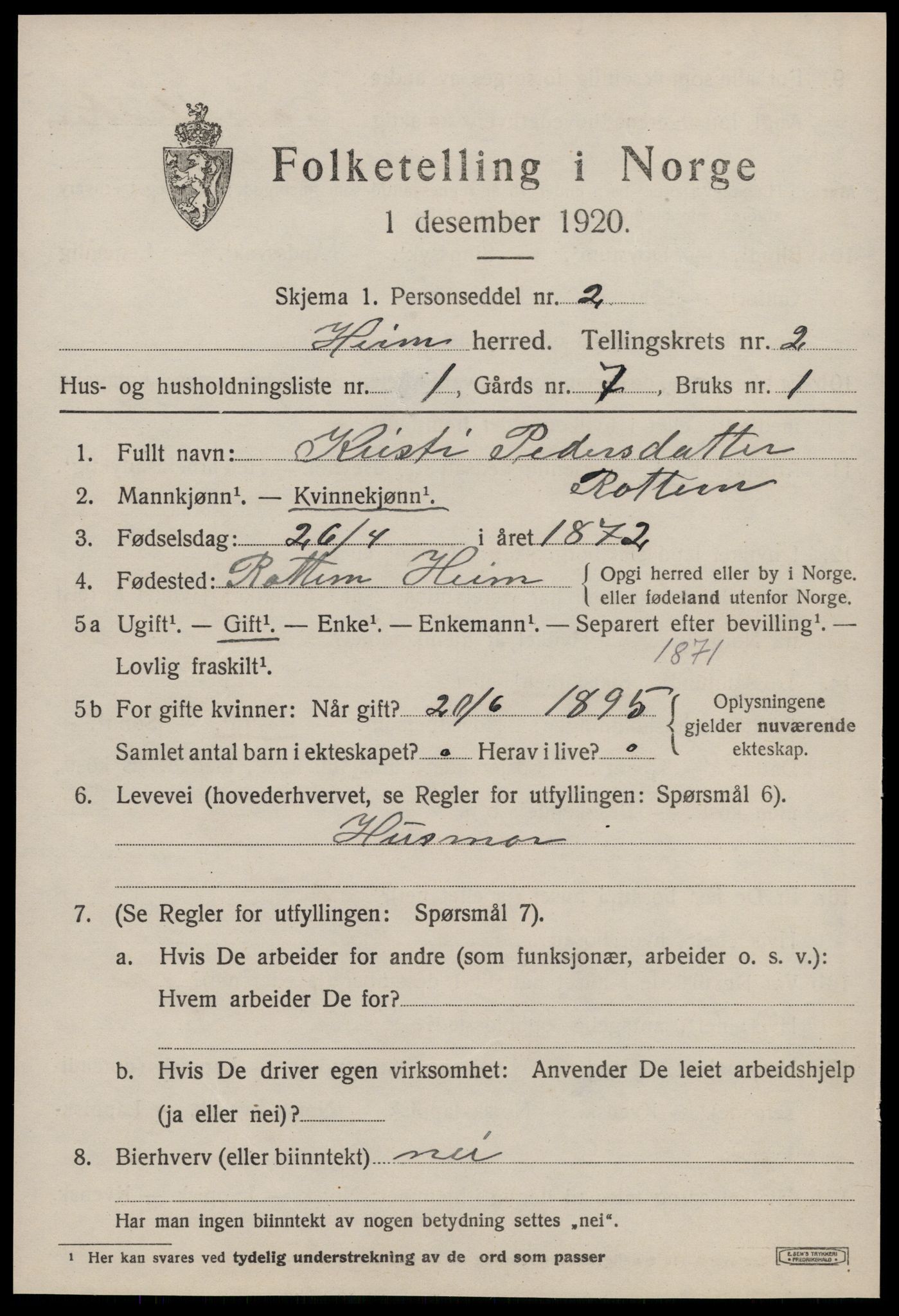 SAT, 1920 census for Heim, 1920, p. 1377