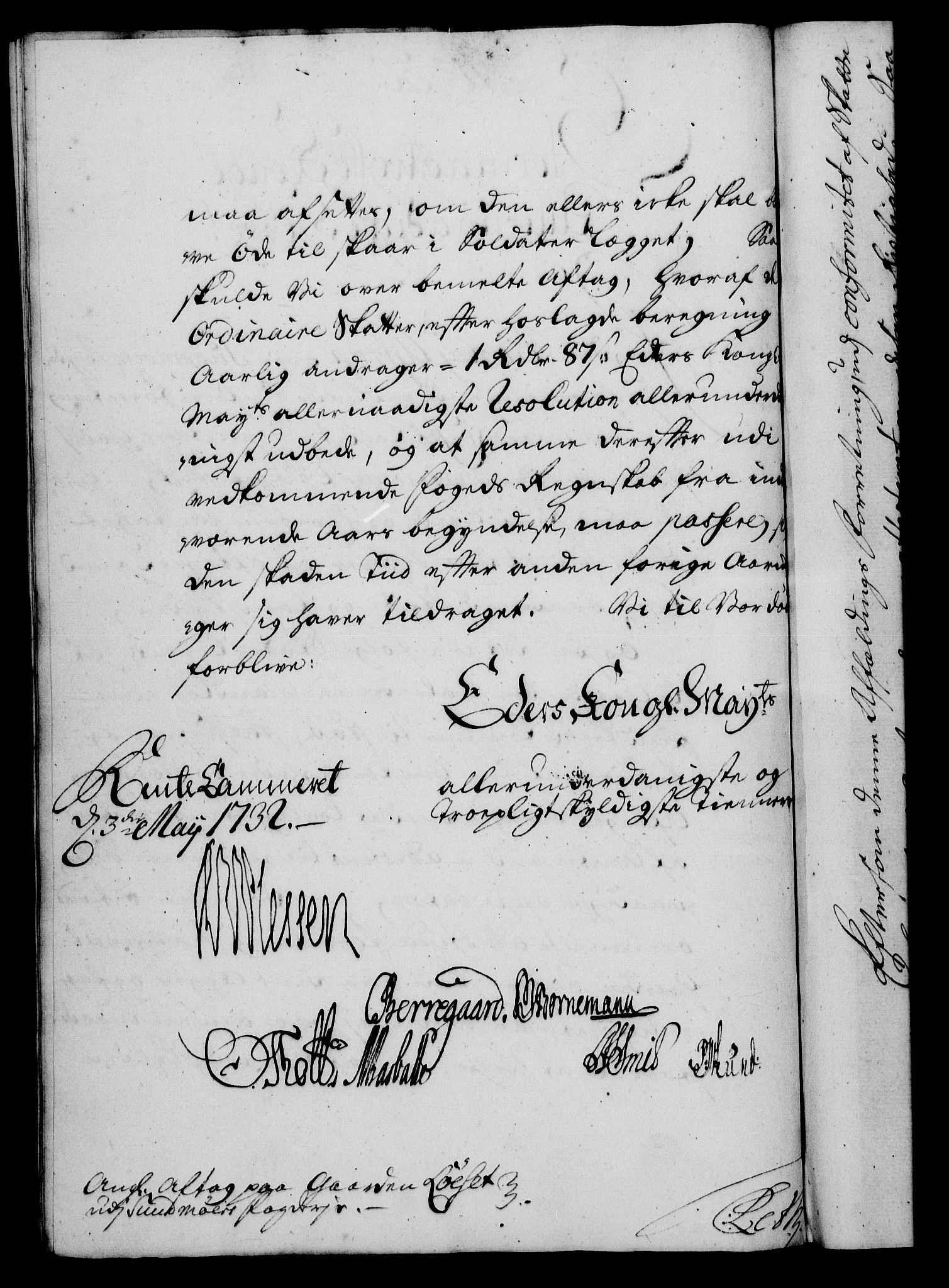 Rentekammeret, Kammerkanselliet, AV/RA-EA-3111/G/Gf/Gfa/L0015: Norsk relasjons- og resolusjonsprotokoll (merket RK 52.15), 1732, p. 185