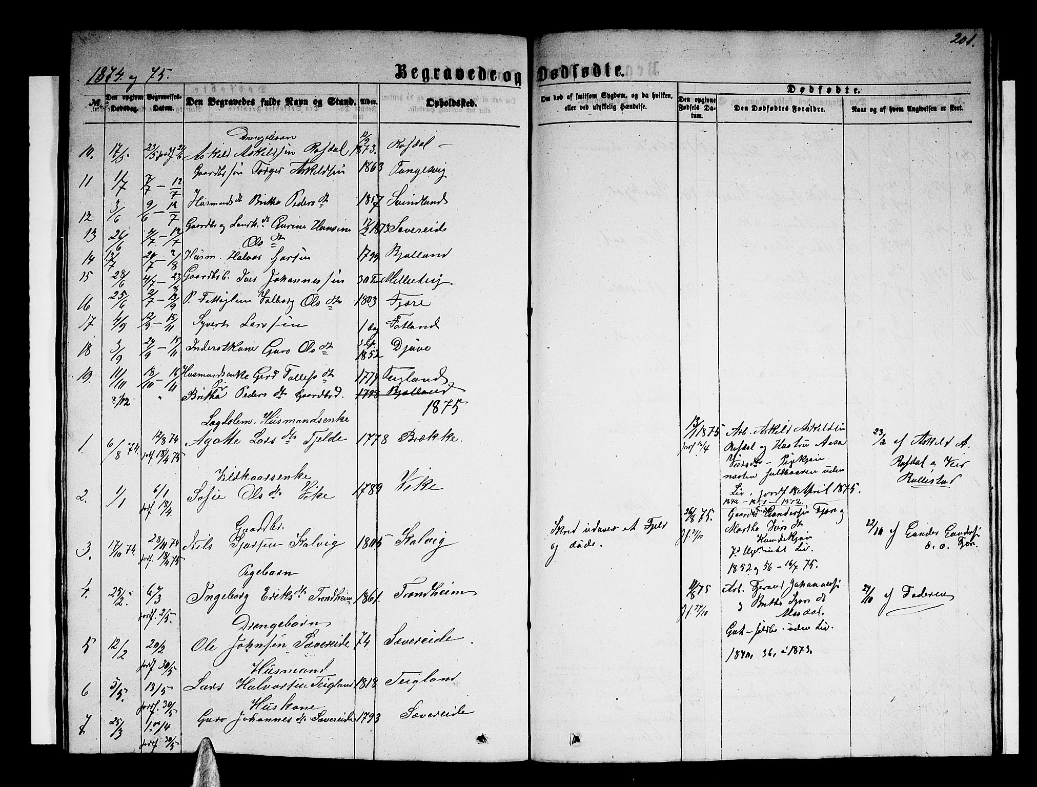 Skånevik sokneprestembete, AV/SAB-A-77801/H/Hab: Parish register (copy) no. B 1, 1860-1880, p. 201