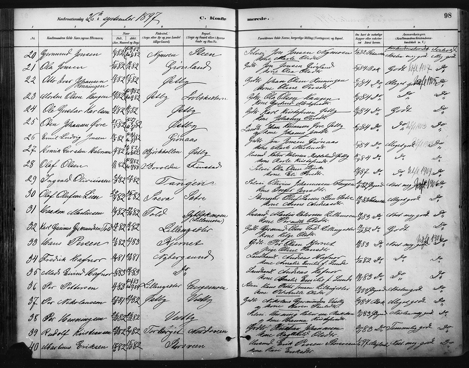 Trysil prestekontor, AV/SAH-PREST-046/H/Ha/Haa/L0009: Parish register (official) no. 9, 1881-1897, p. 98