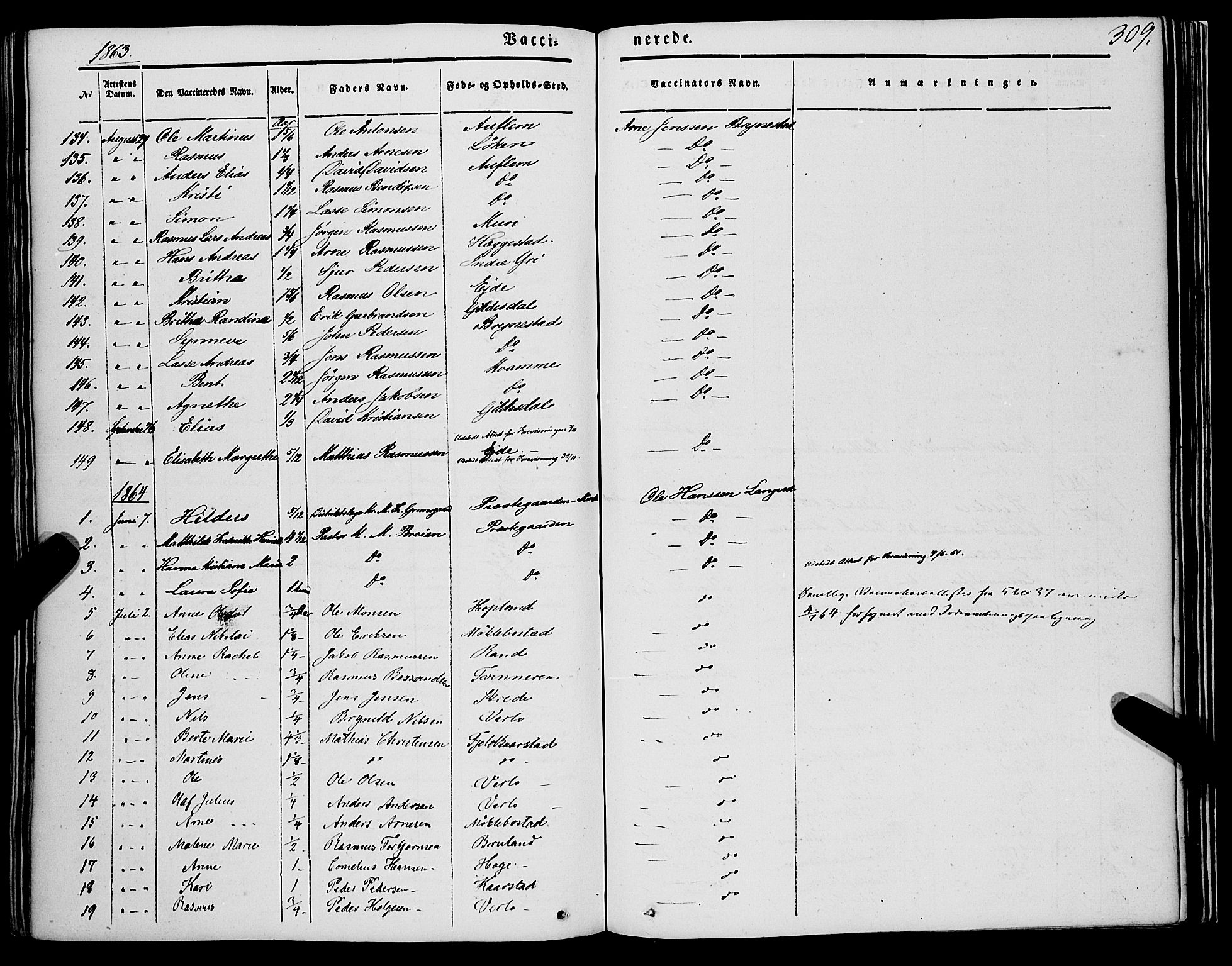 Innvik sokneprestembete, AV/SAB-A-80501: Parish register (official) no. A 5, 1847-1865, p. 309