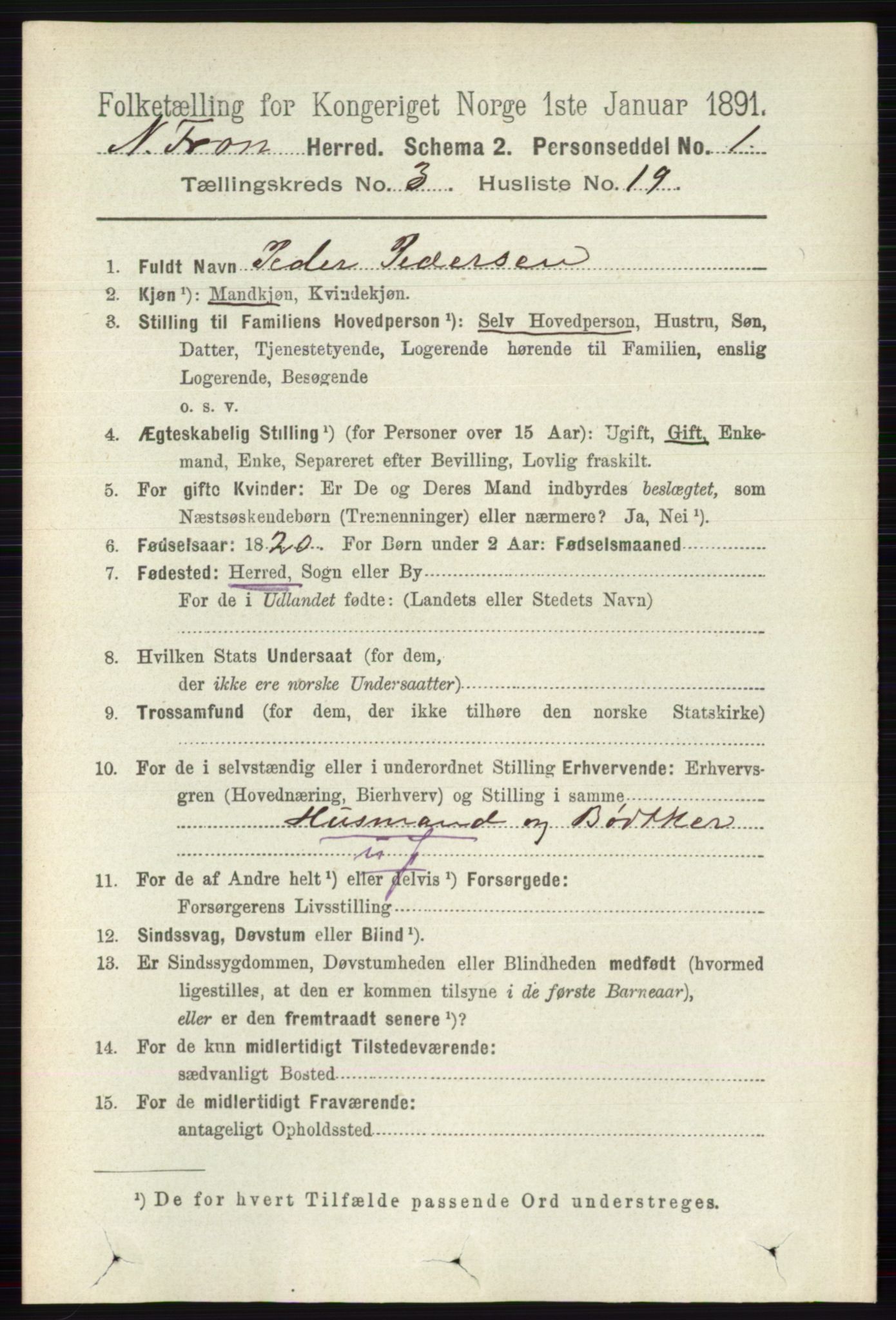 RA, 1891 census for 0518 Nord-Fron, 1891, p. 948