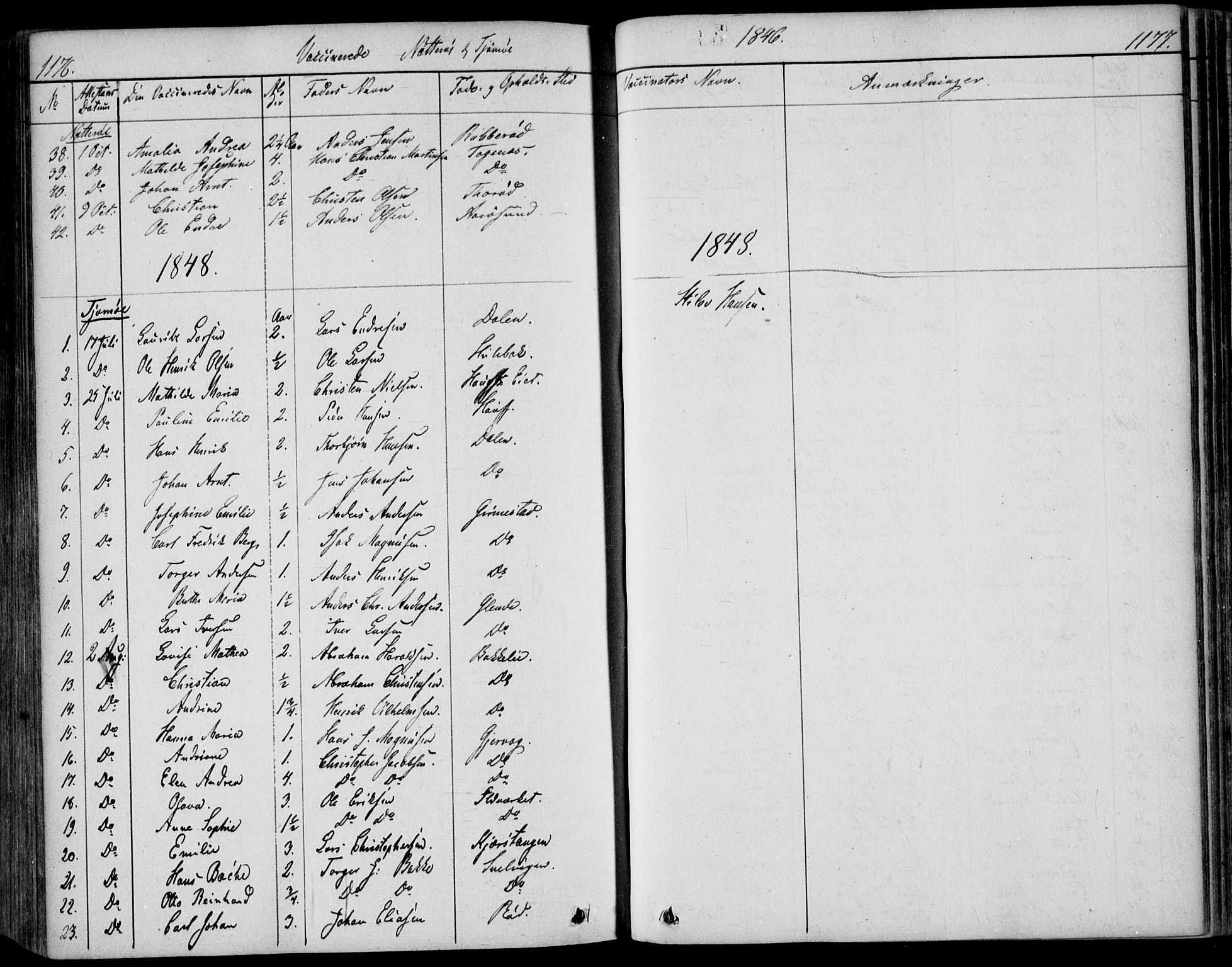 Nøtterøy kirkebøker, AV/SAKO-A-354/F/Fa/L0005: Parish register (official) no. I 5, 1839-1852, p. 1176-1177