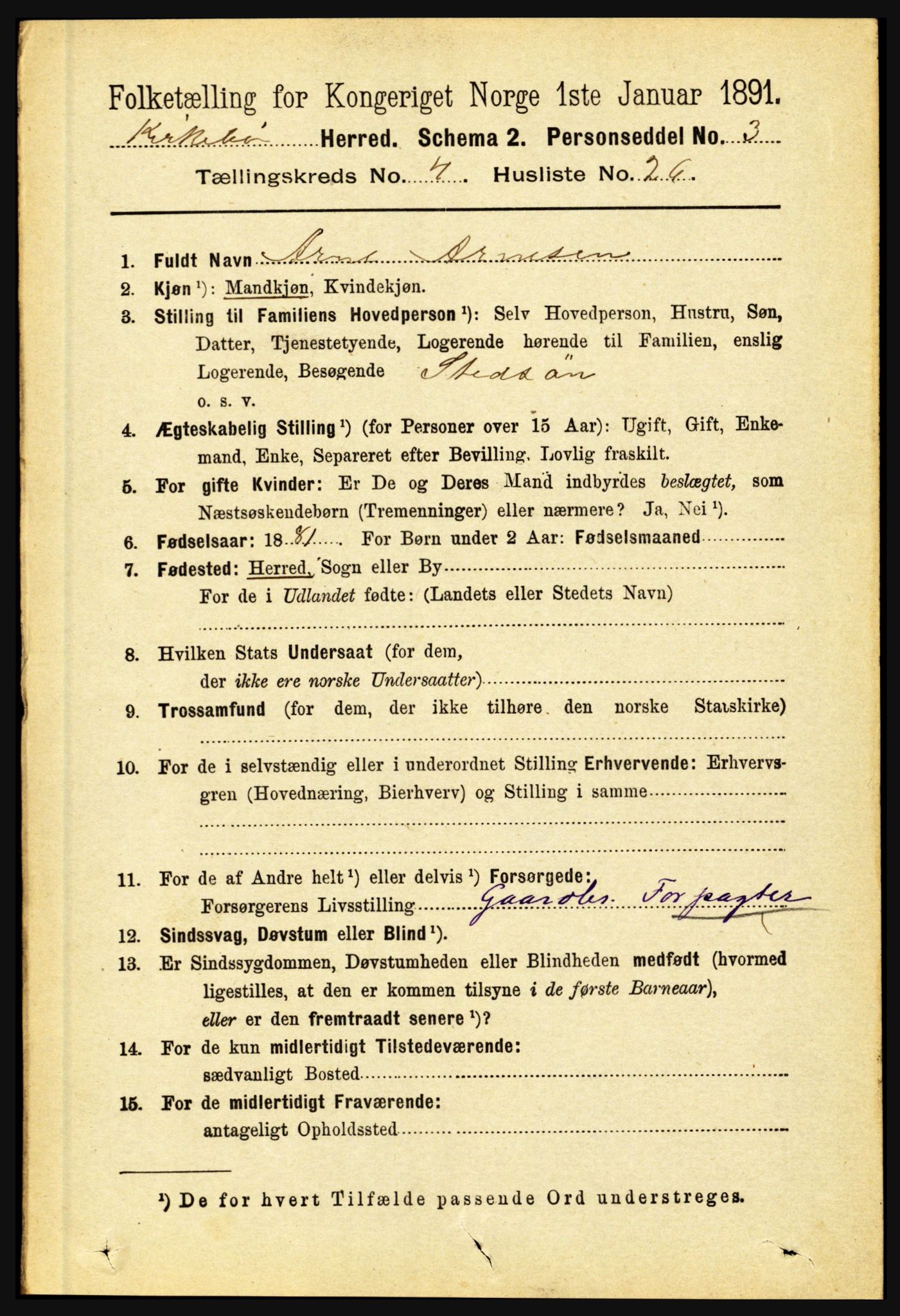 RA, 1891 census for 1416 Kyrkjebø, 1891, p. 1002