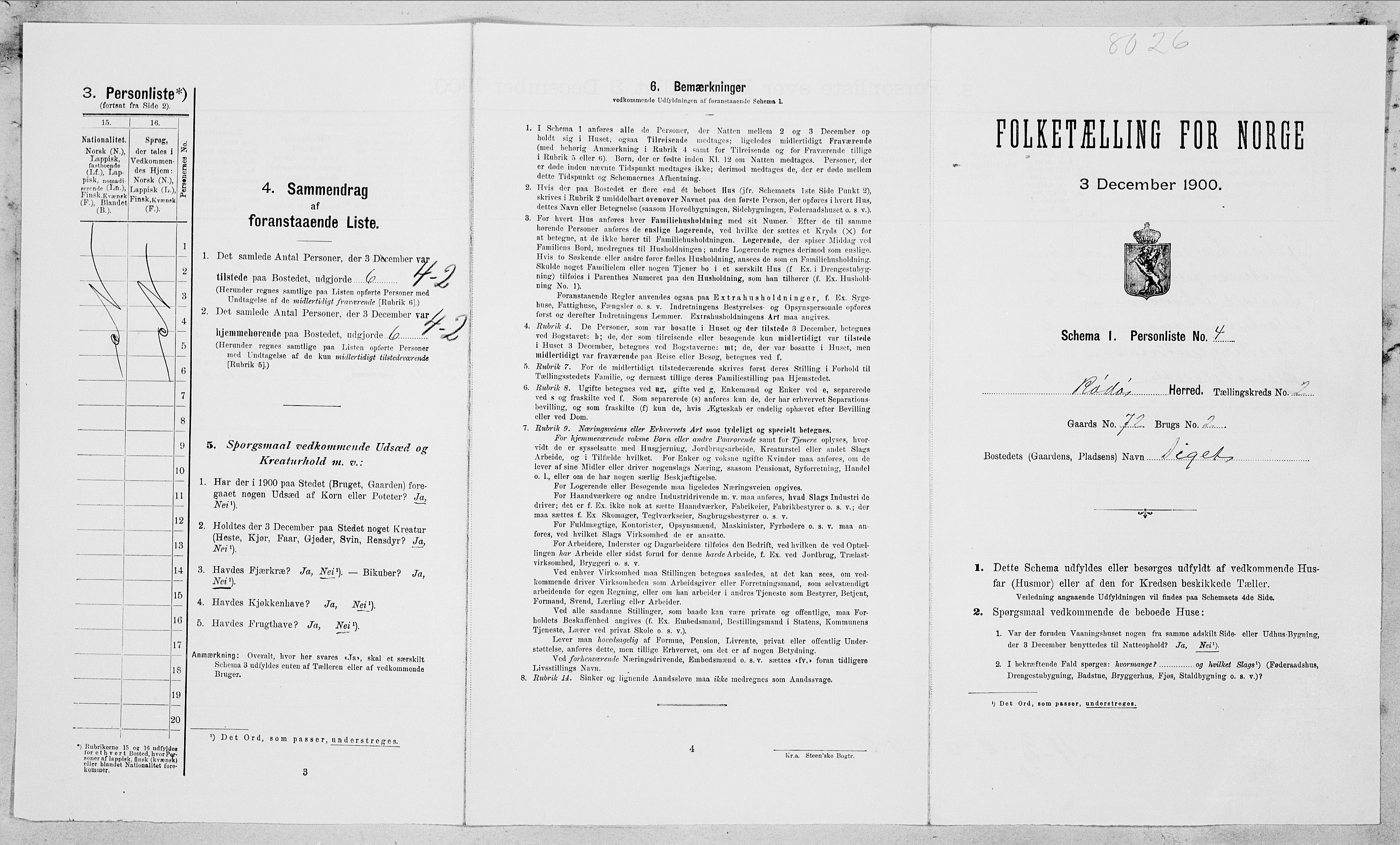 SAT, 1900 census for Rødøy, 1900, p. 120