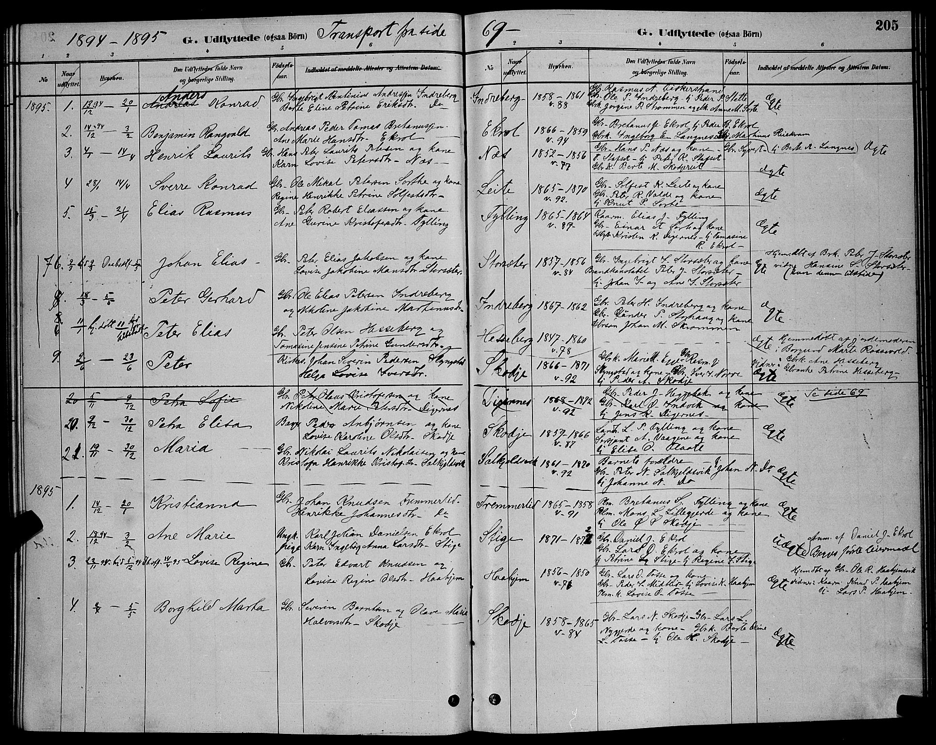 Ministerialprotokoller, klokkerbøker og fødselsregistre - Møre og Romsdal, AV/SAT-A-1454/524/L0365: Parish register (copy) no. 524C06, 1880-1899, p. 205