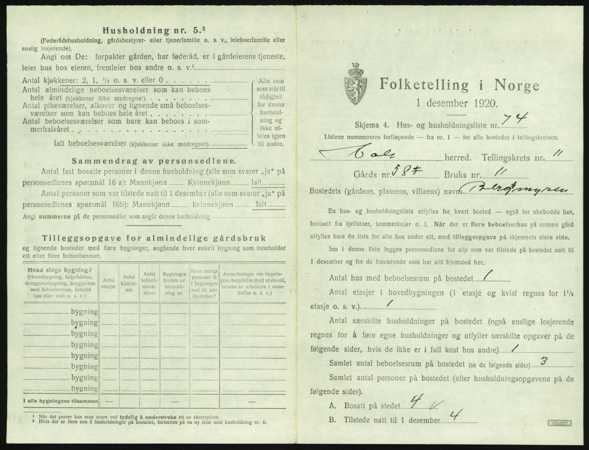 SAK, 1920 census for Holt, 1920, p. 1178