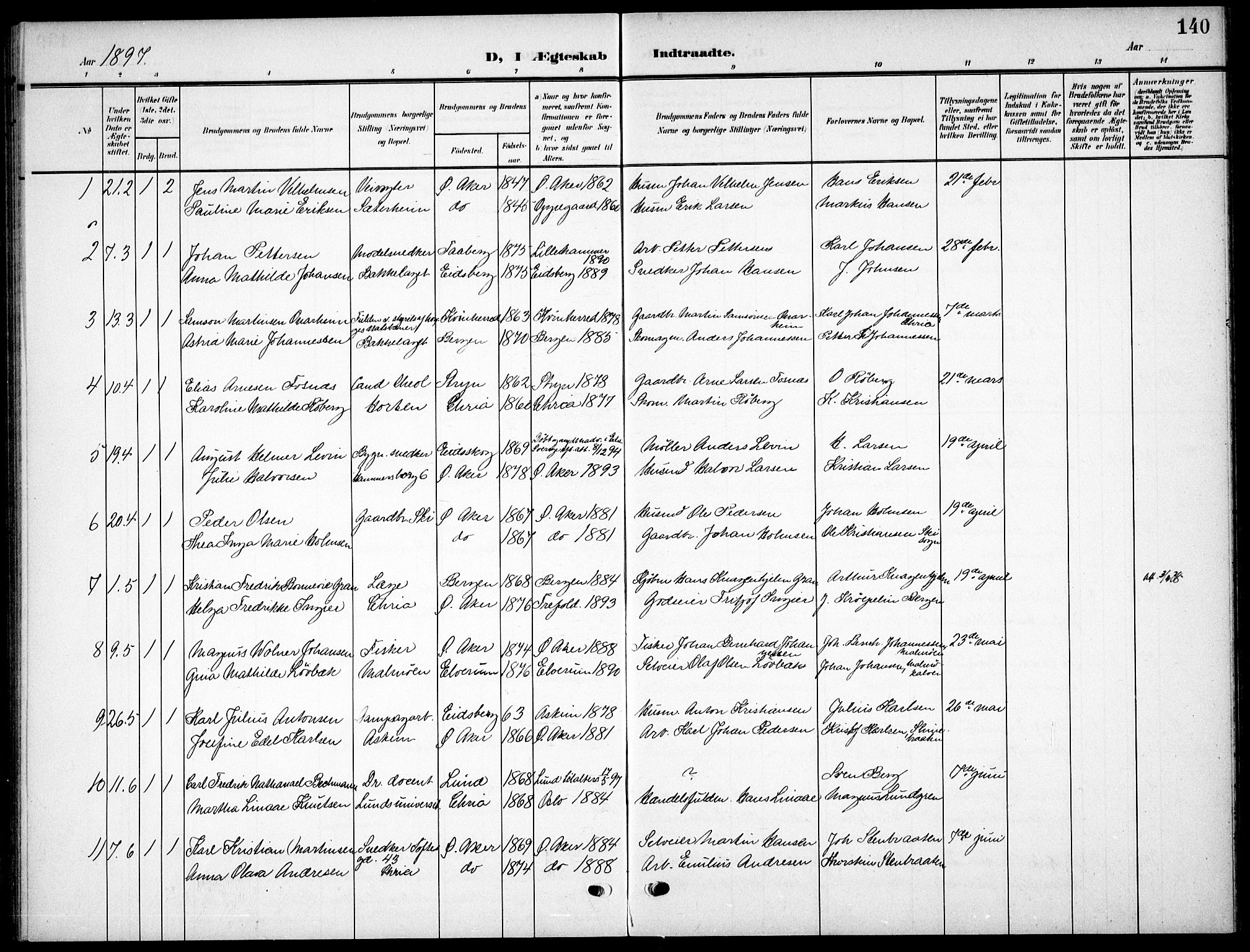 Nordstrand prestekontor Kirkebøker, SAO/A-10362a/F/Fa/L0000: Parish register (official) no. I 0, 1881-1900, p. 140