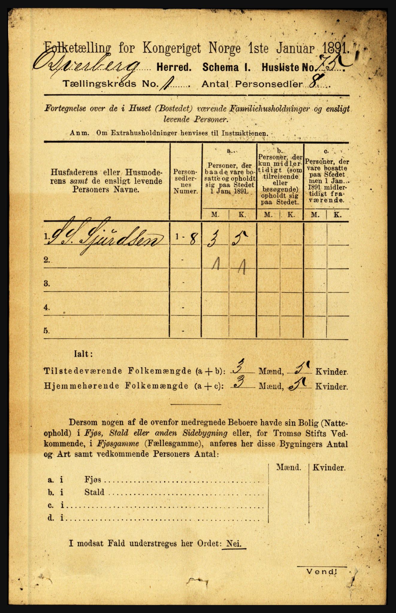 RA, 1891 census for 1872 Dverberg, 1891, p. 98