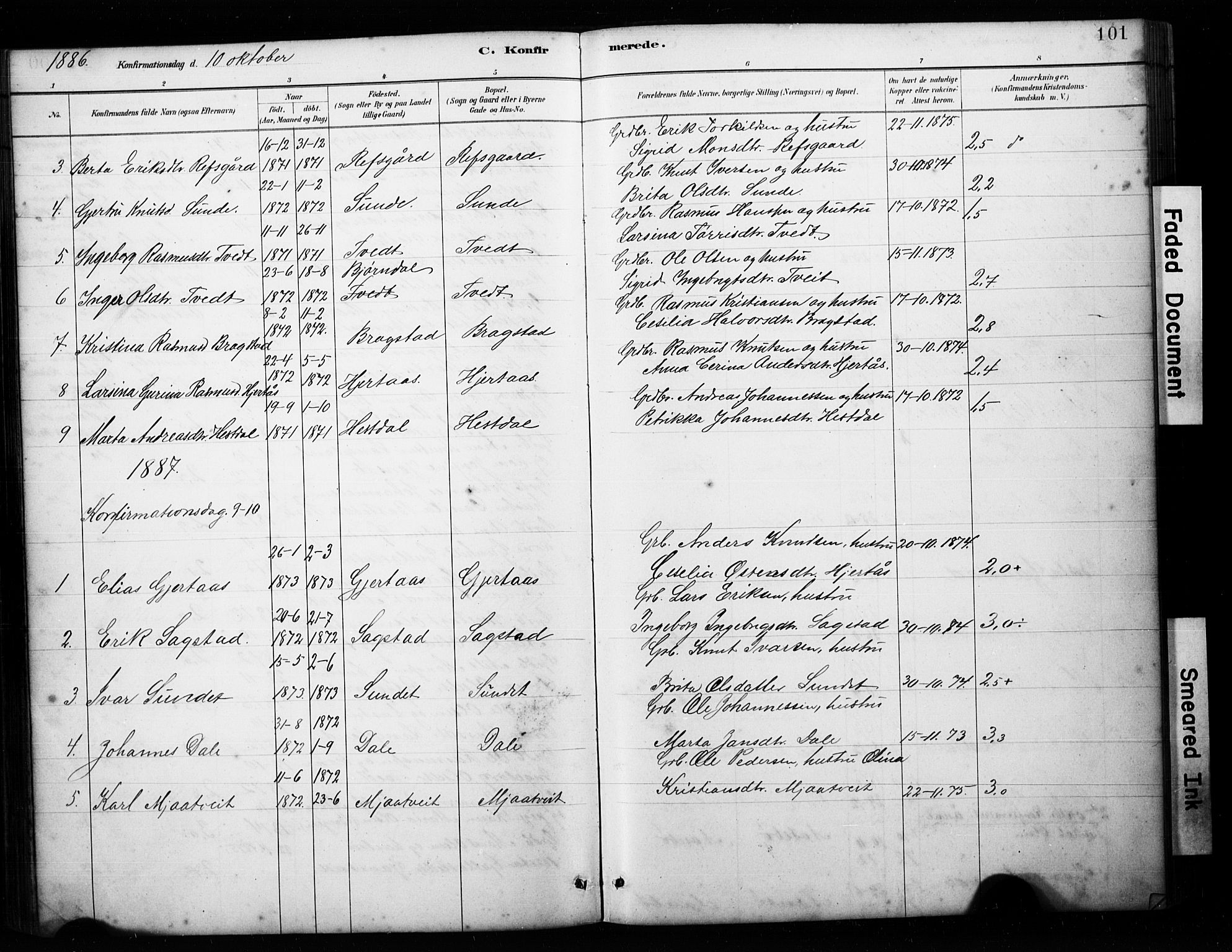 Alversund Sokneprestembete, SAB/A-73901/H/Ha/Hab: Parish register (copy) no. C 3, 1881-1894, p. 101
