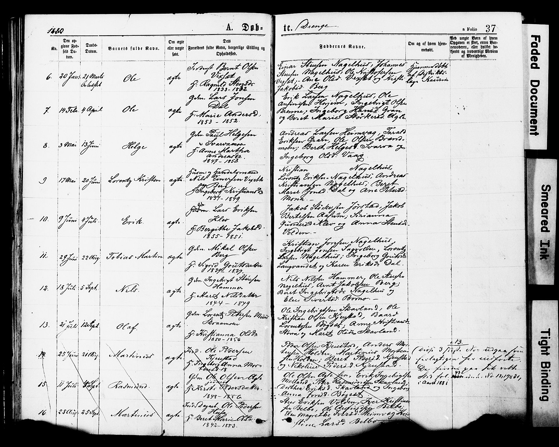 Ministerialprotokoller, klokkerbøker og fødselsregistre - Nord-Trøndelag, AV/SAT-A-1458/749/L0473: Parish register (official) no. 749A07, 1873-1887, p. 37