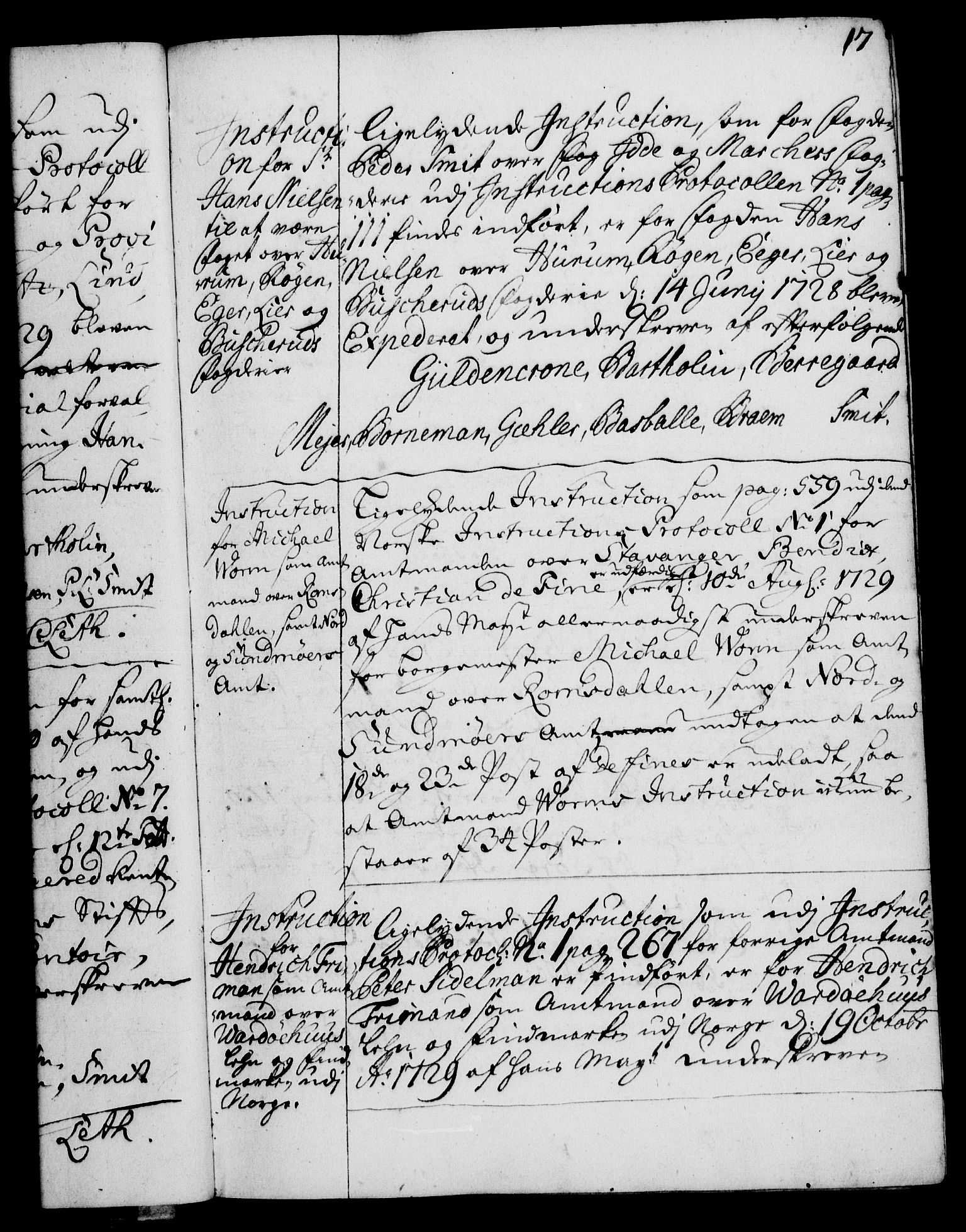Rentekammeret, Kammerkanselliet, RA/EA-3111/G/Gg/Ggi/L0002: Norsk instruksjonsprotokoll med register (merket RK 53.35), 1729-1751, p. 17