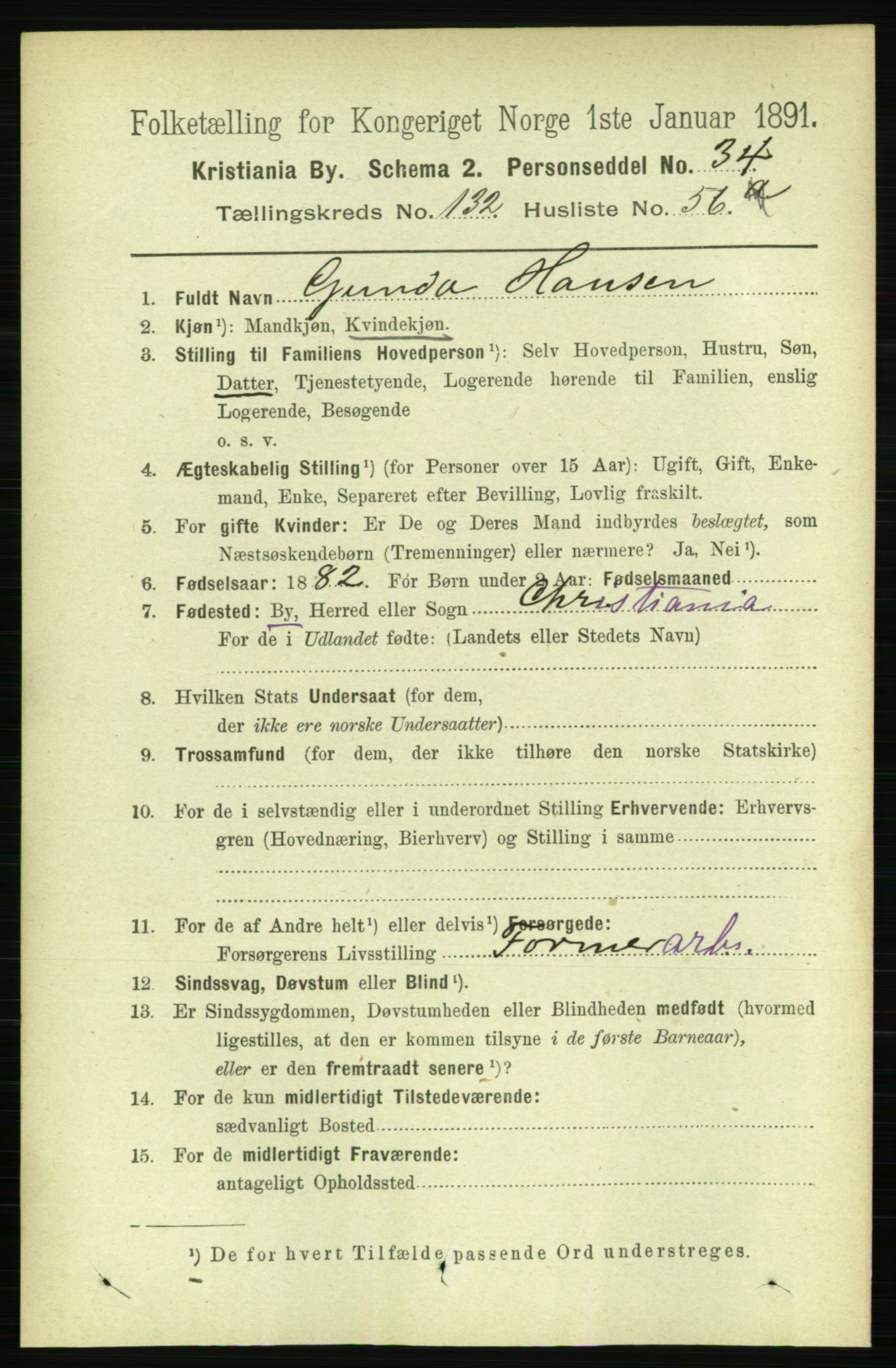 RA, 1891 census for 0301 Kristiania, 1891, p. 72254