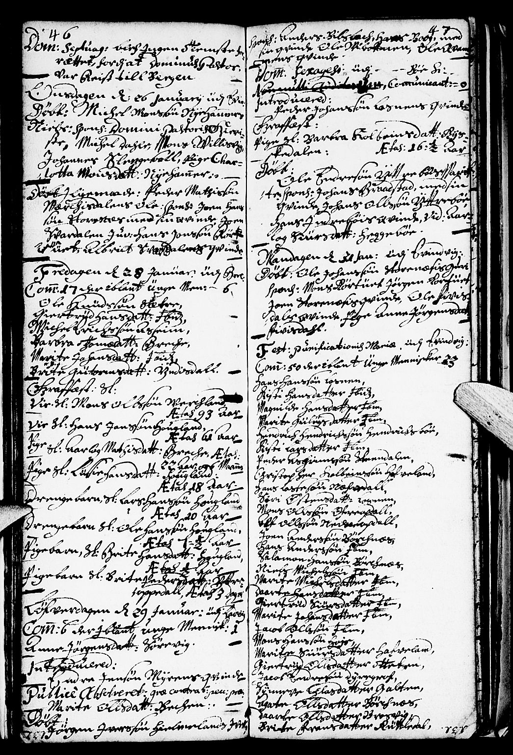 Gulen sokneprestembete, AV/SAB-A-80201/H/Haa/Haaa/L0003: Parish register (official) no. A 3, 1700-1705, p. 46-47