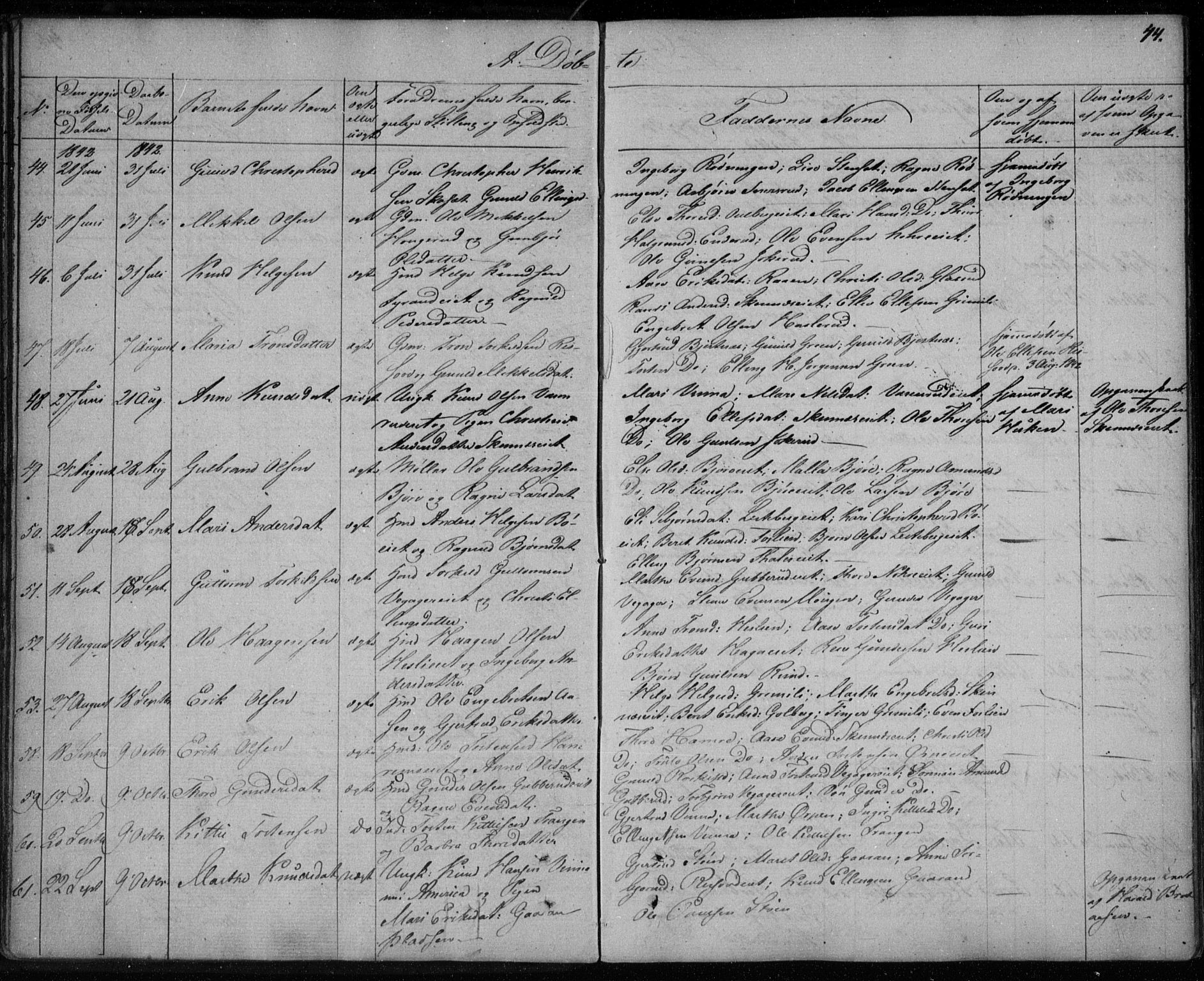 Krødsherad kirkebøker, AV/SAKO-A-19/F/Fa/L0002: Parish register (official) no. 2, 1829-1851, p. 44