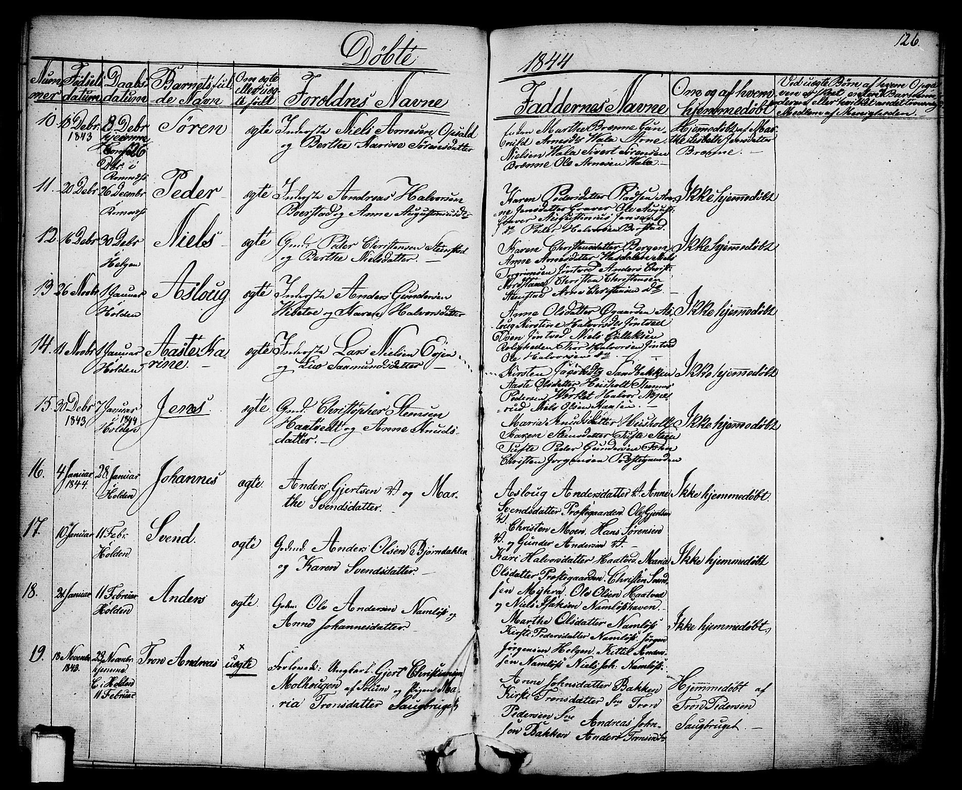 Holla kirkebøker, SAKO/A-272/F/Fa/L0004: Parish register (official) no. 4, 1830-1848, p. 126