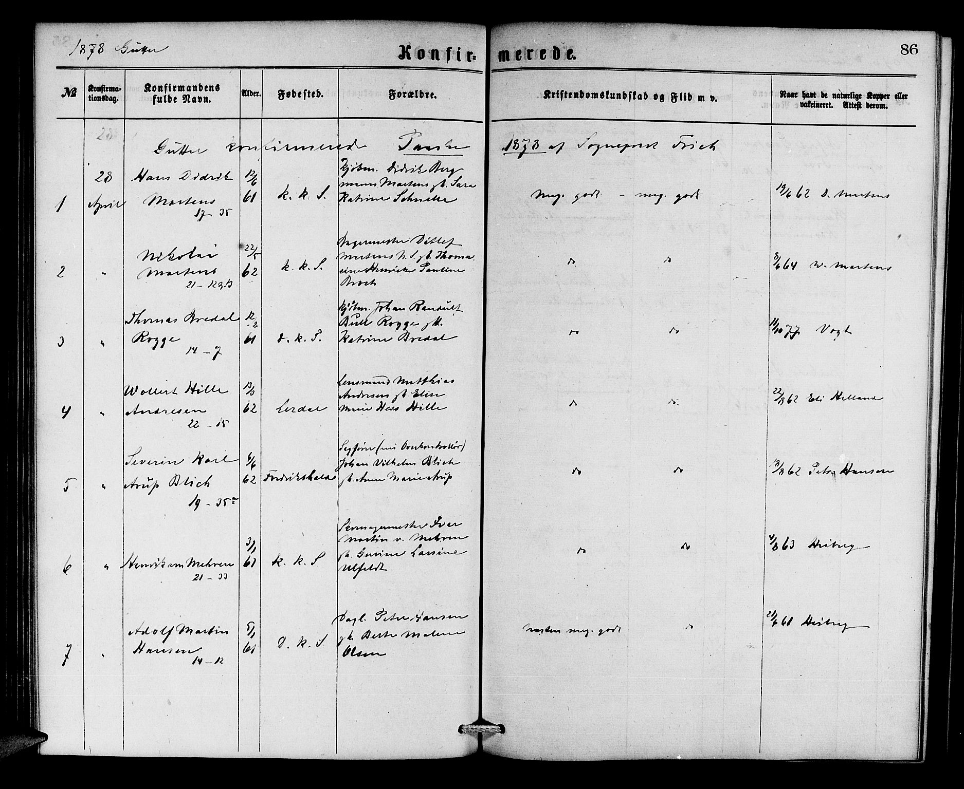 Korskirken sokneprestembete, SAB/A-76101/H/Hab: Parish register (copy) no. C 2, 1869-1879, p. 86