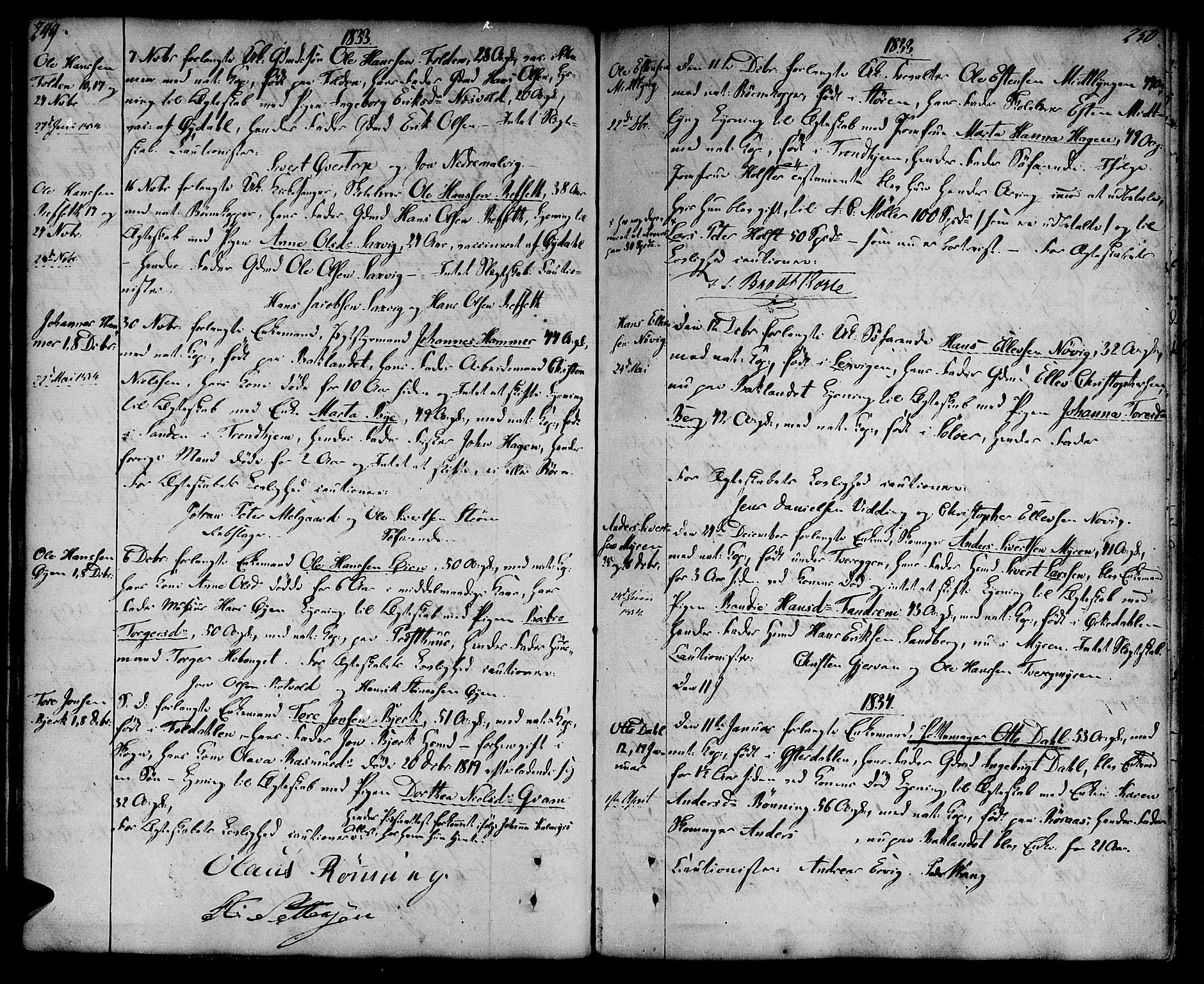 Ministerialprotokoller, klokkerbøker og fødselsregistre - Sør-Trøndelag, SAT/A-1456/604/L0181: Parish register (official) no. 604A02, 1798-1817, p. 249-250