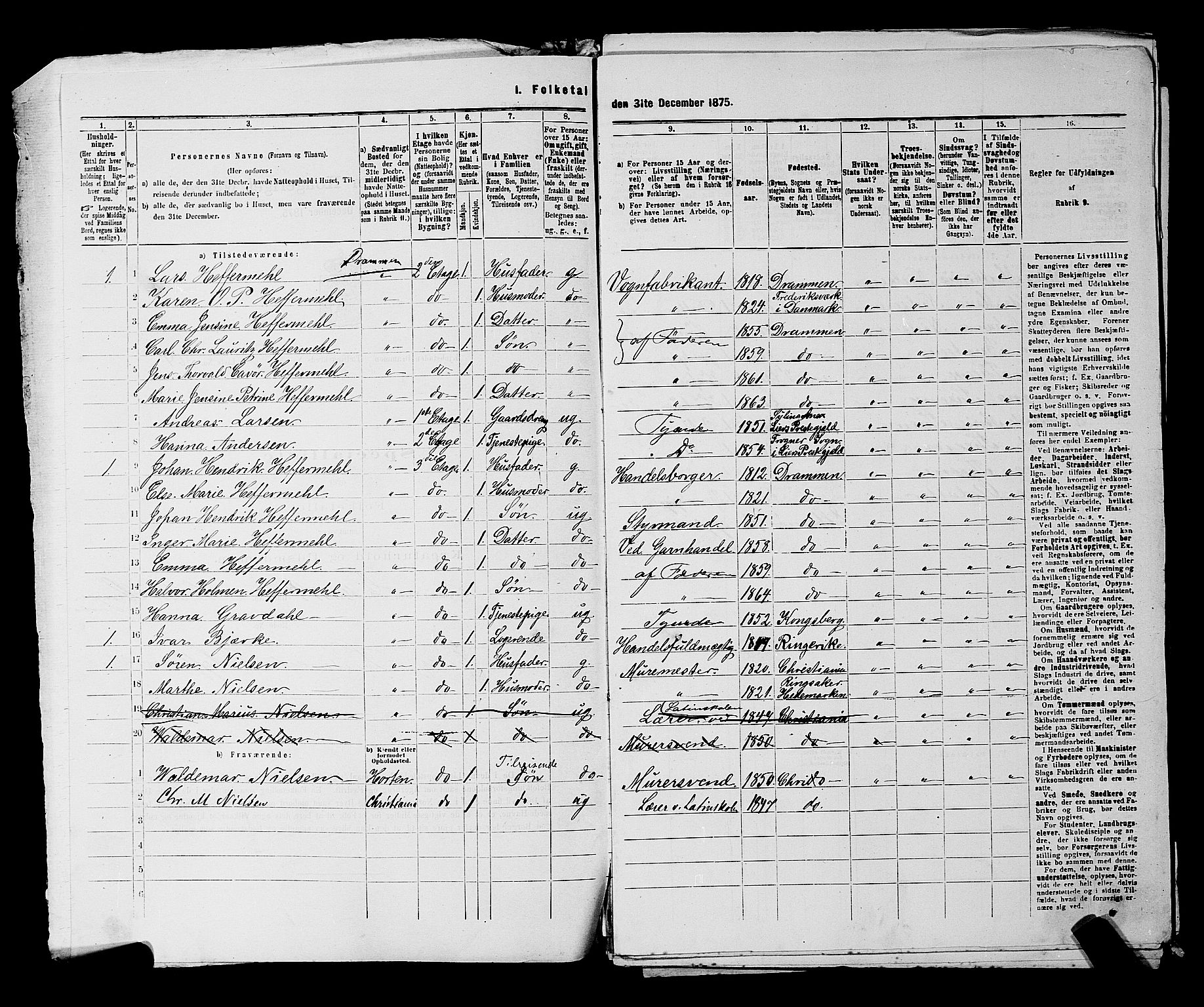 SAKO, 1875 census for 0602 Drammen, 1875, p. 1141