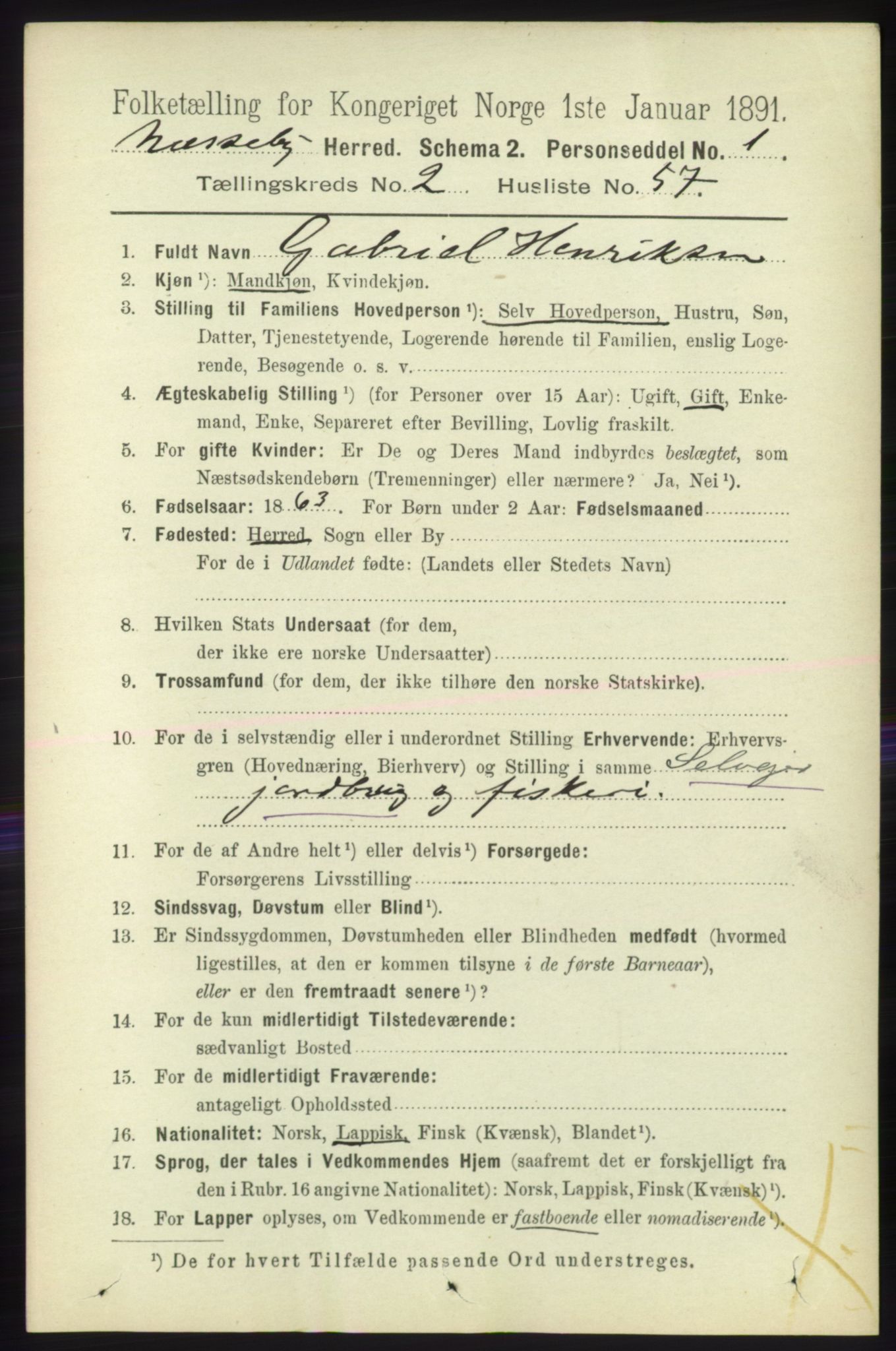 RA, 1891 census for 2027 Nesseby, 1891, p. 970