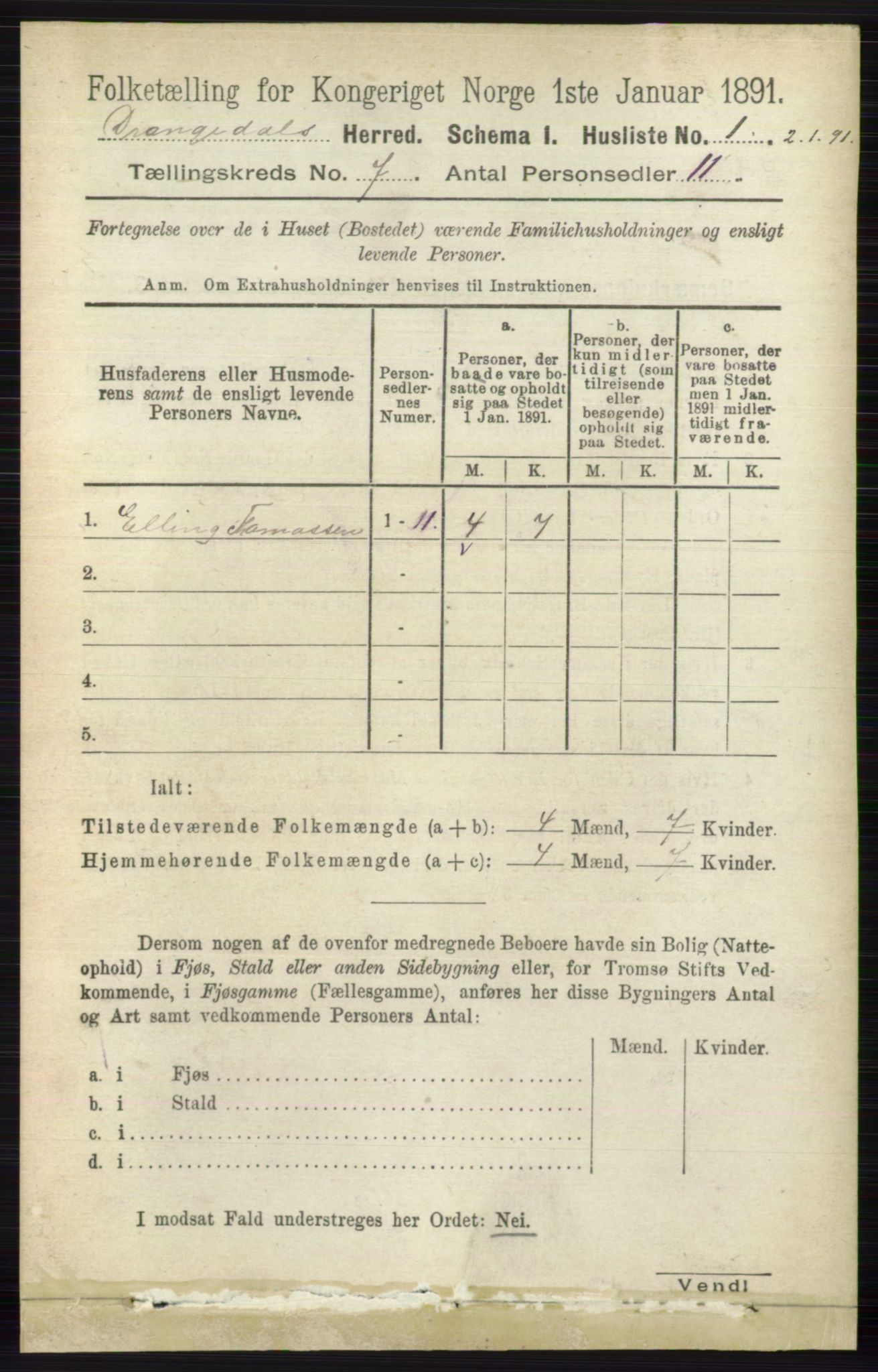 RA, 1891 census for 0817 Drangedal, 1891, p. 2368