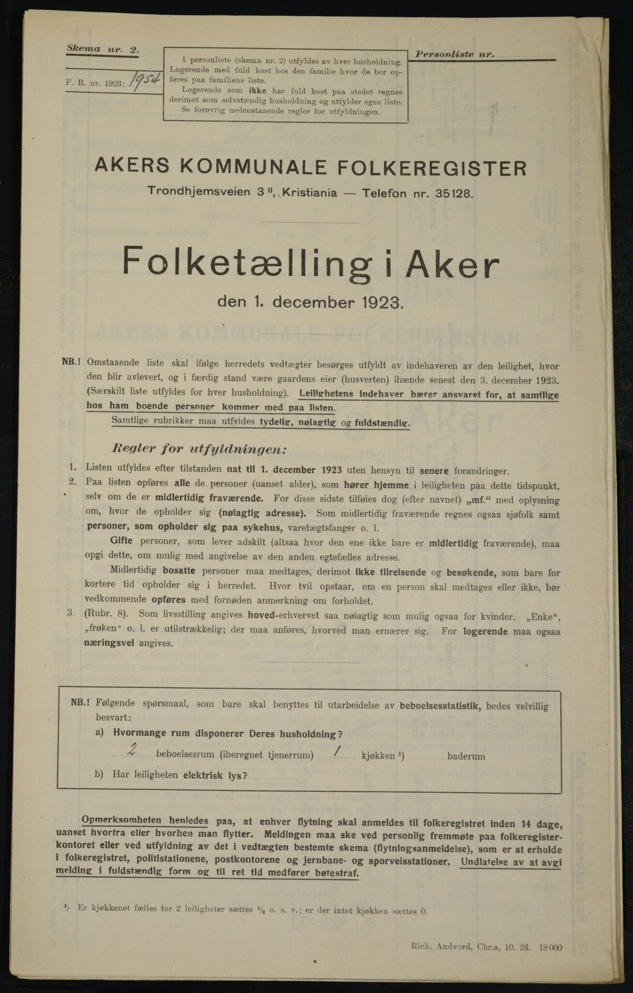 , Municipal Census 1923 for Aker, 1923, p. 20702