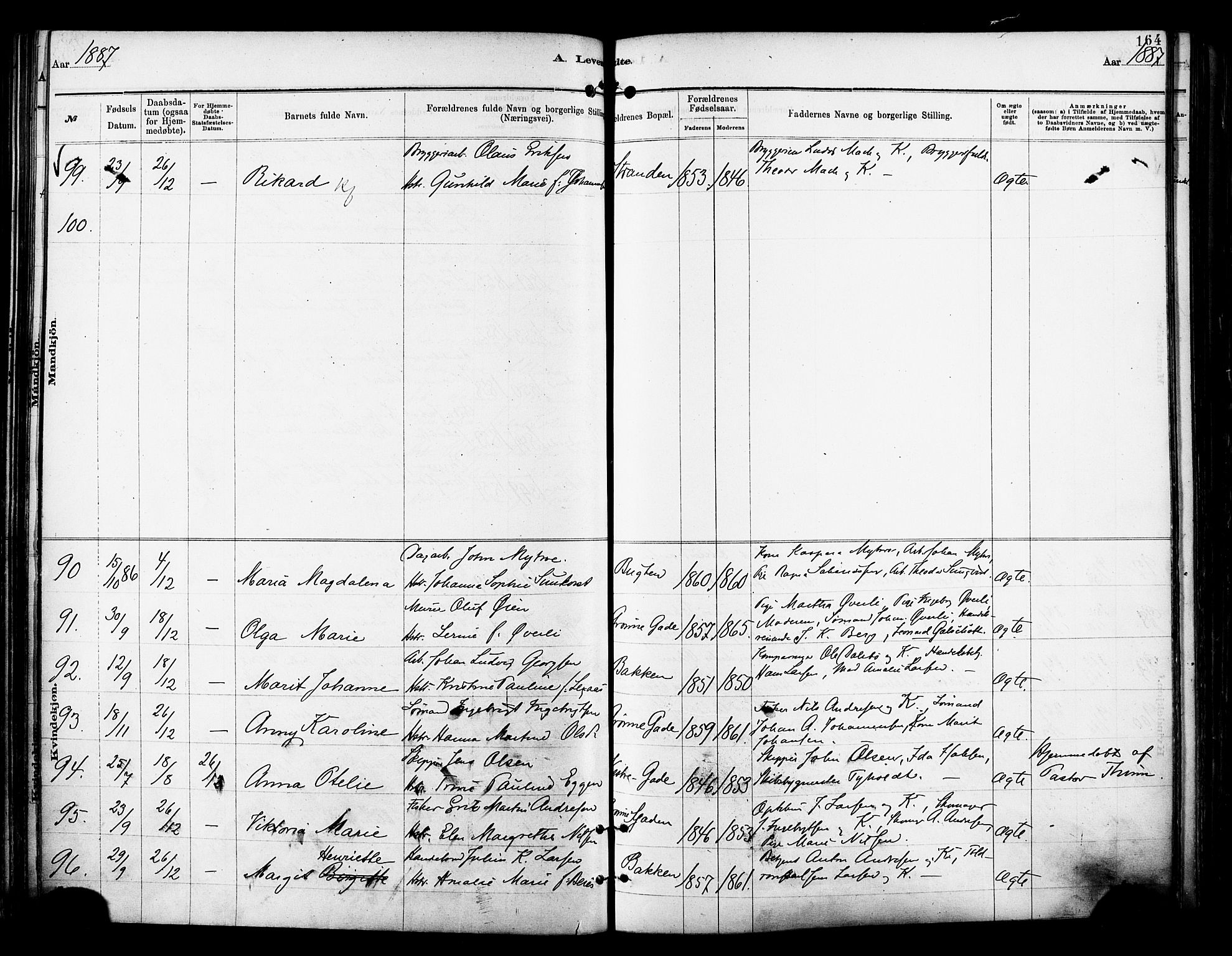 Tromsø sokneprestkontor/stiftsprosti/domprosti, SATØ/S-1343/G/Ga/L0014kirke: Parish register (official) no. 14, 1878-1888, p. 164