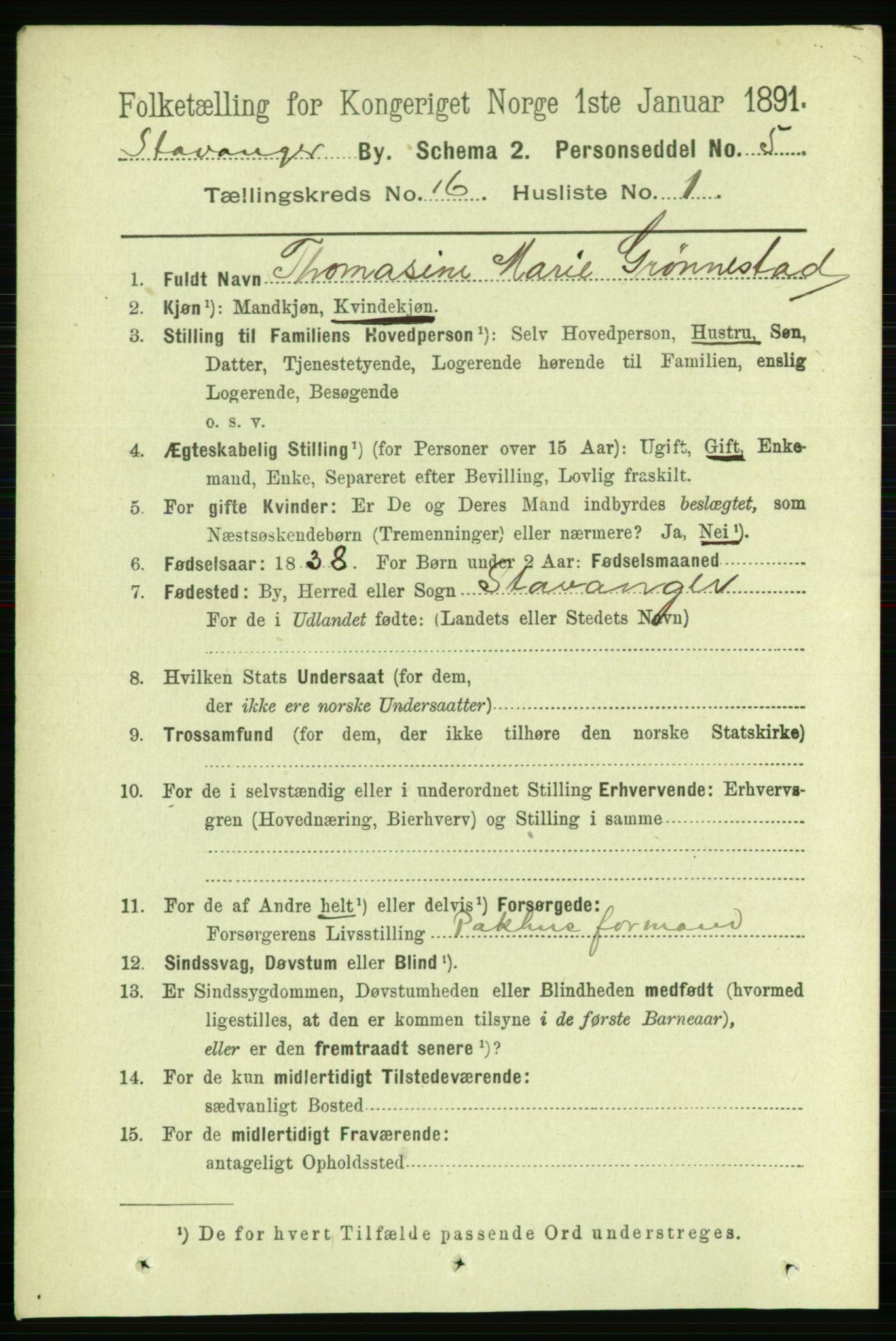 RA, 1891 census for 1103 Stavanger, 1891, p. 18844