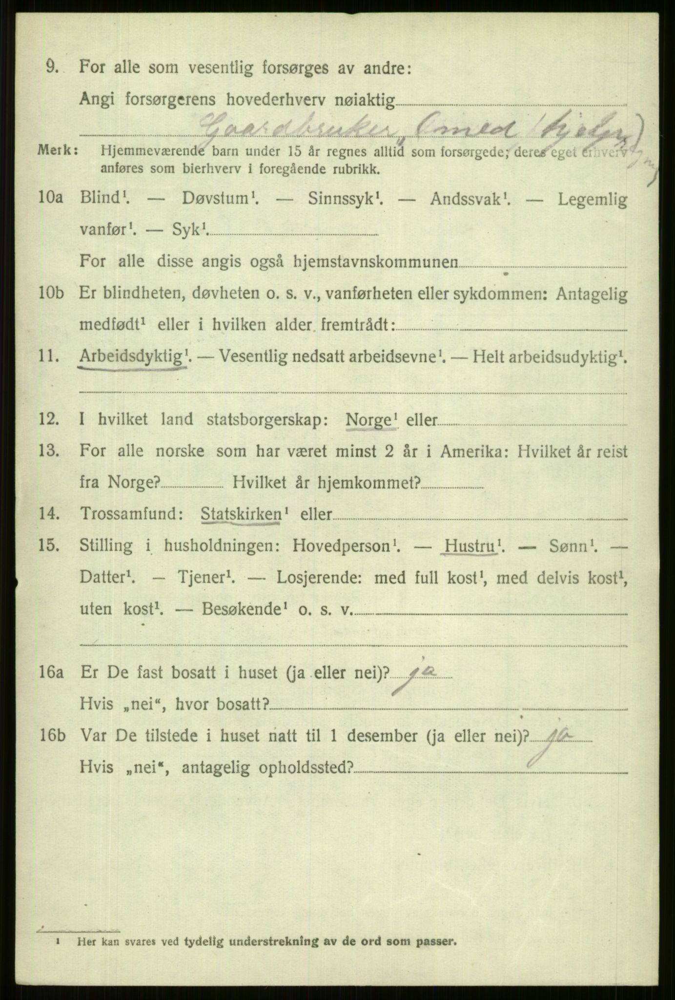 SAB, 1920 census for Vossestrand, 1920, p. 3035